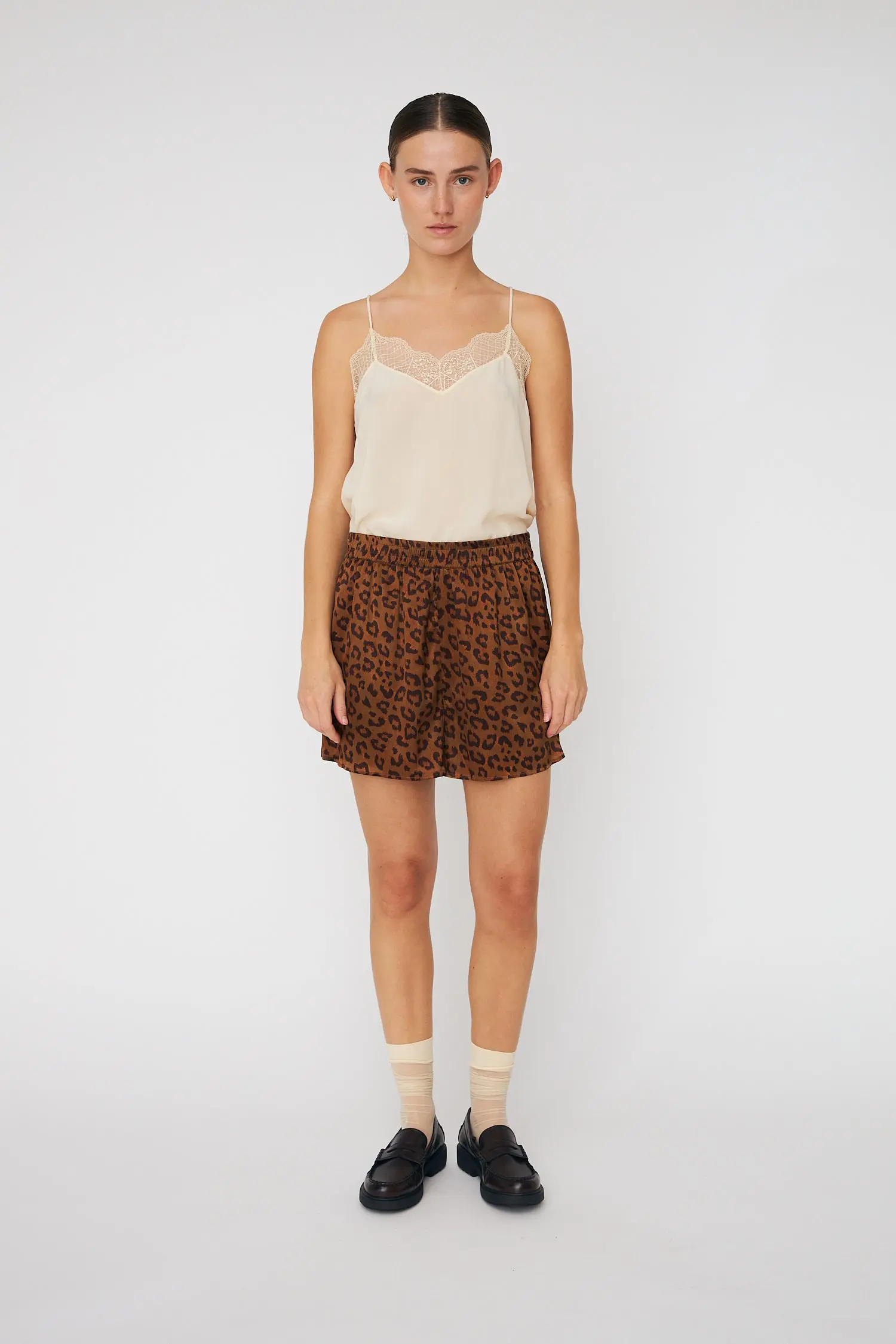 Animal Printed Silk Shorts - Leopard