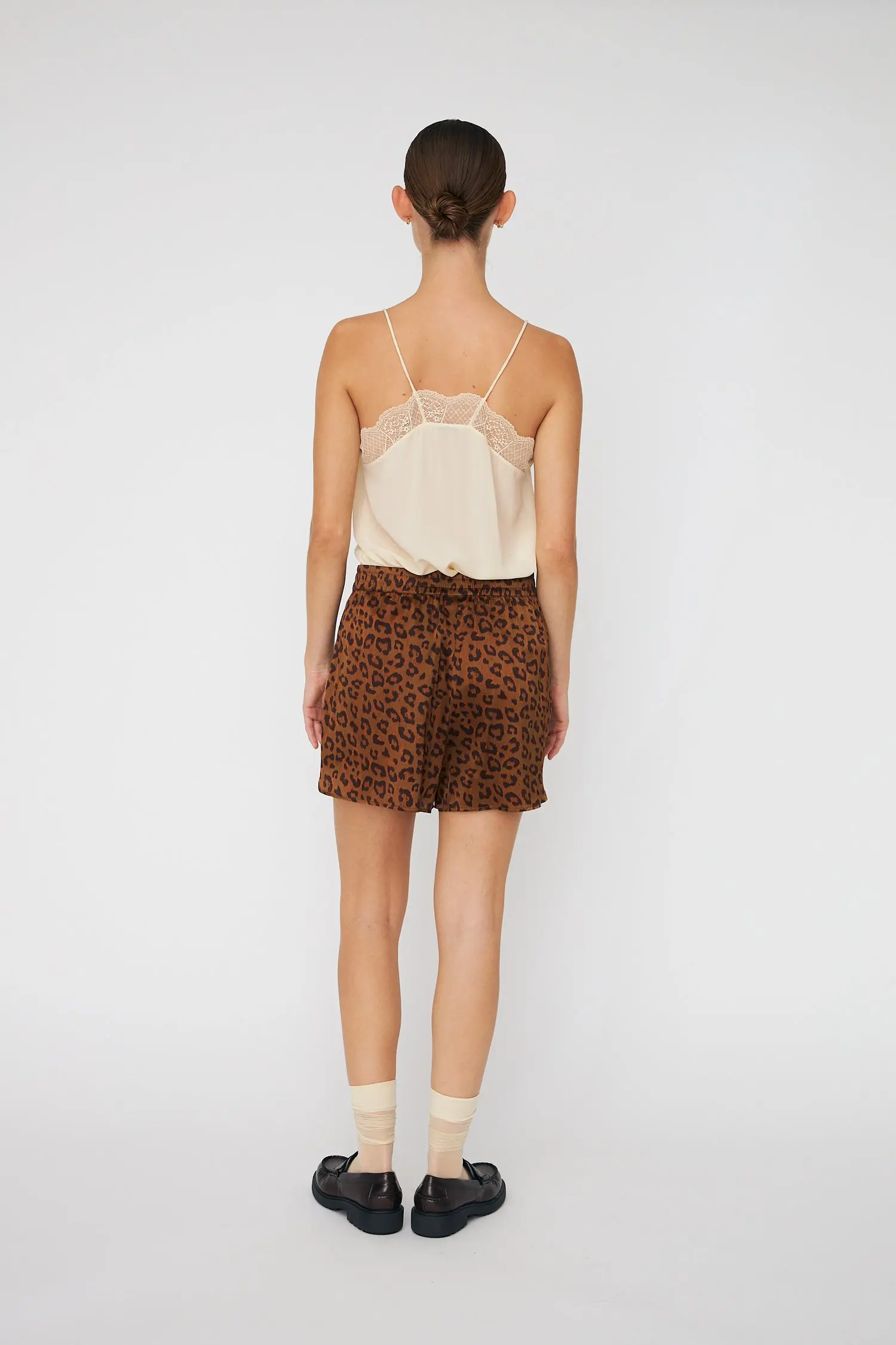 Animal Printed Silk Shorts - Leopard - Image 3