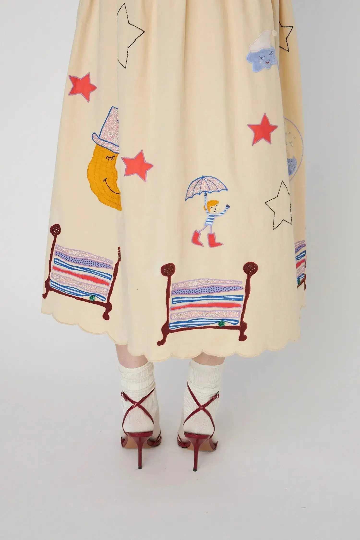 Bead Embellished Midi Dress - Creme Brûlée - Image 3