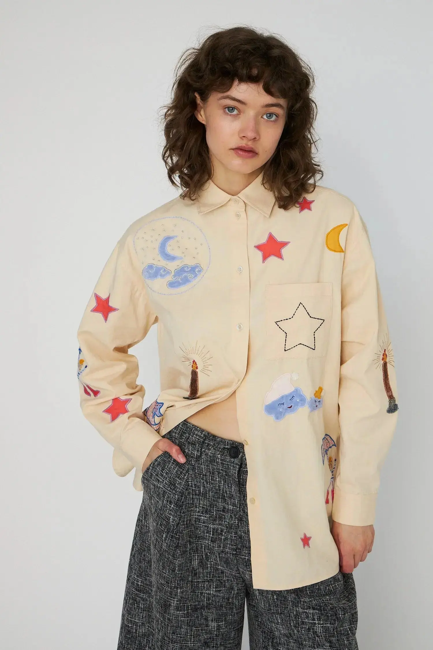 Bead Embellished Shirt - Creme Brûlée - Image 3