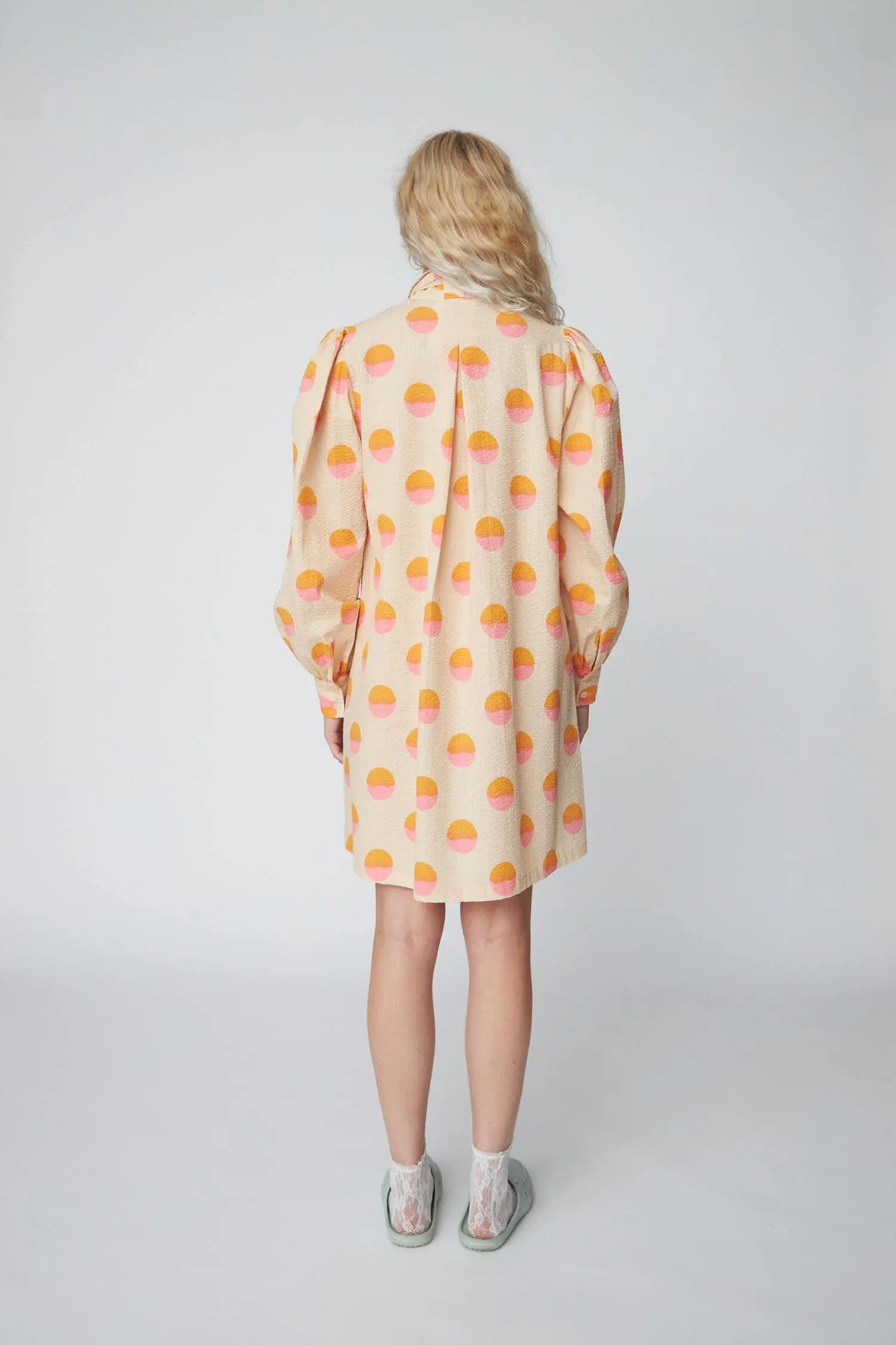 Big Dot Dress with Bow Tie - Creme/Red Dots - Image 3