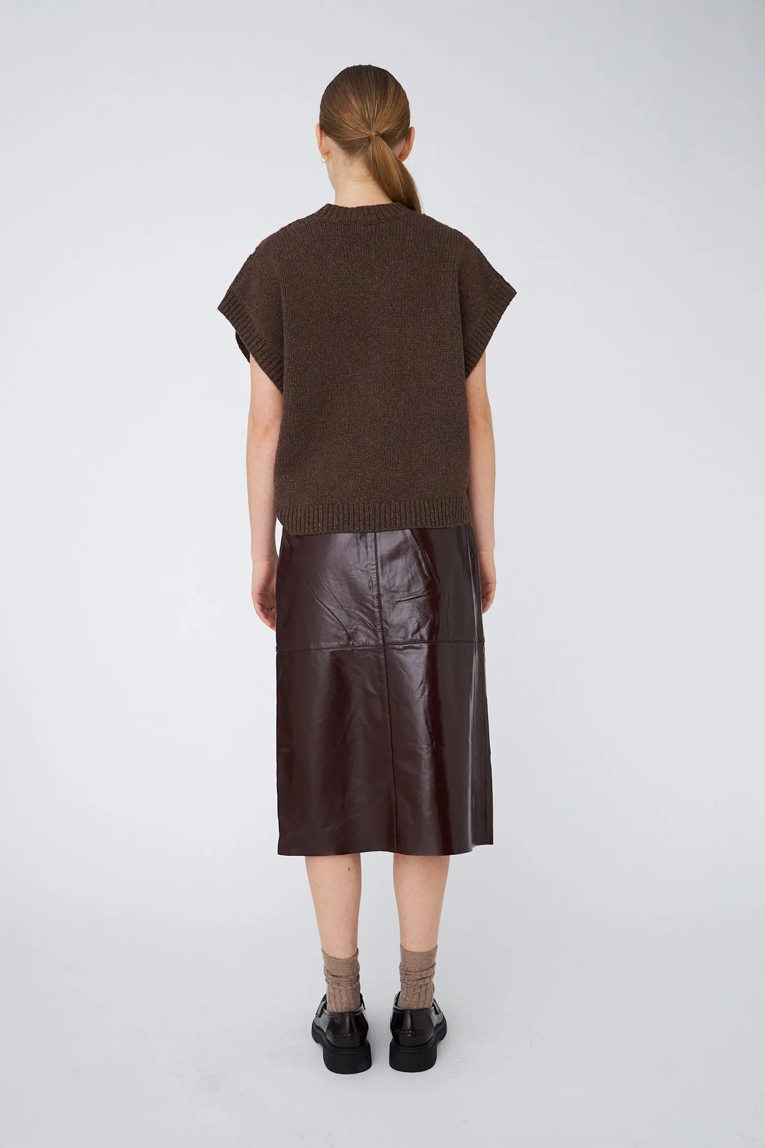 Cable Knit Vest - Brown - Image 3