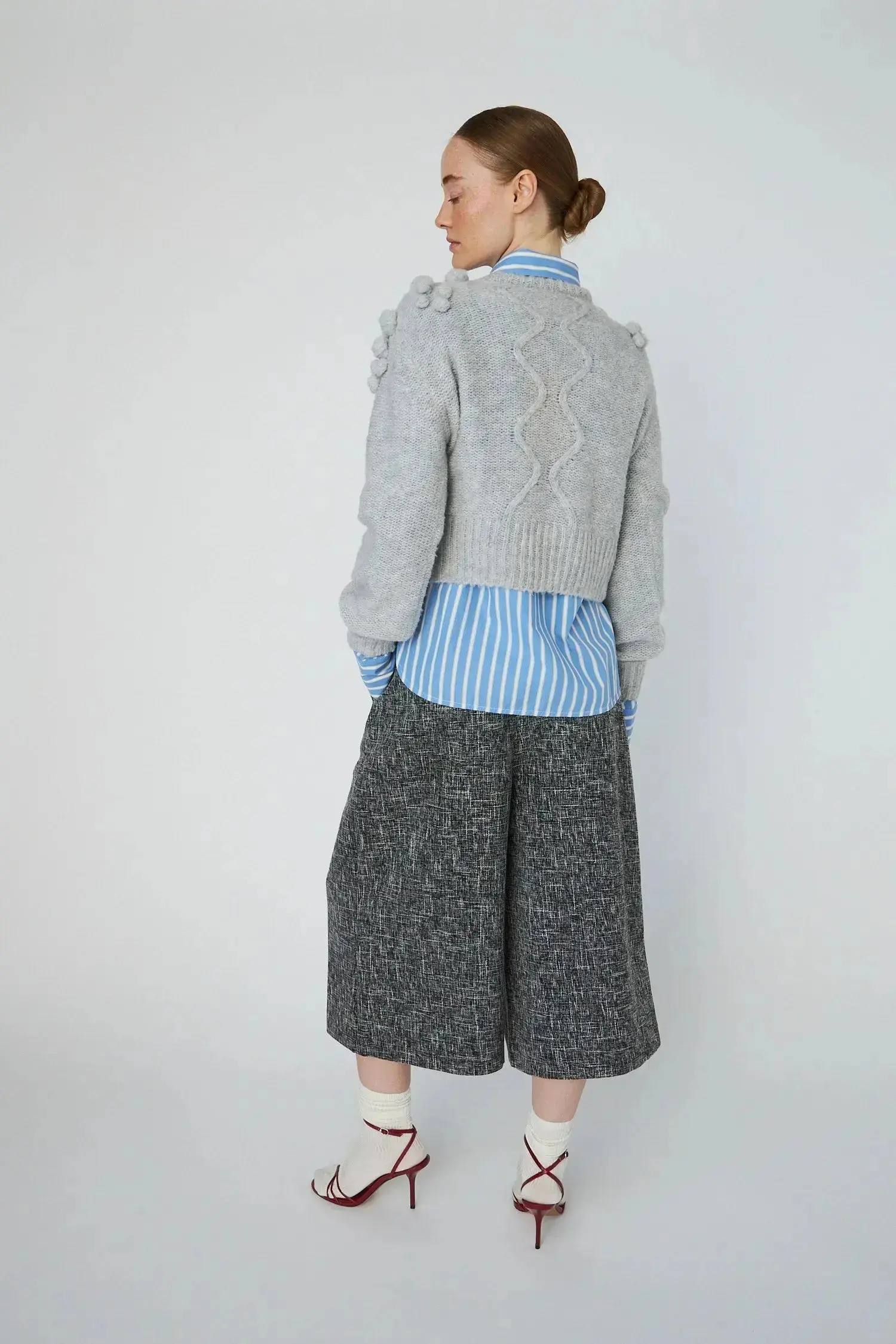 Cable Knit with bobbles - Light Grey Mélange - Image 3