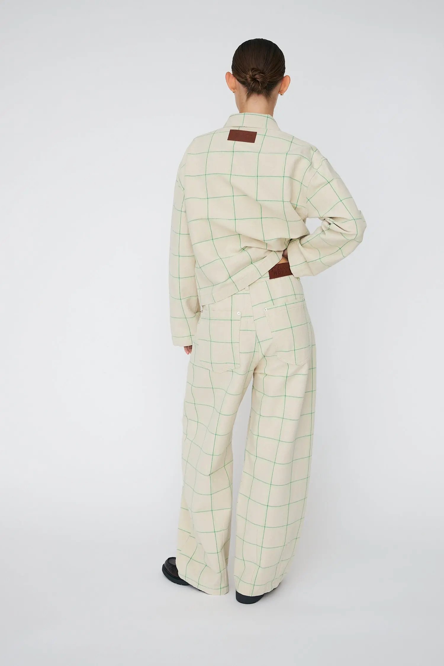 Checked Baggy Low-Waist Pants - Creme Check - Image 3