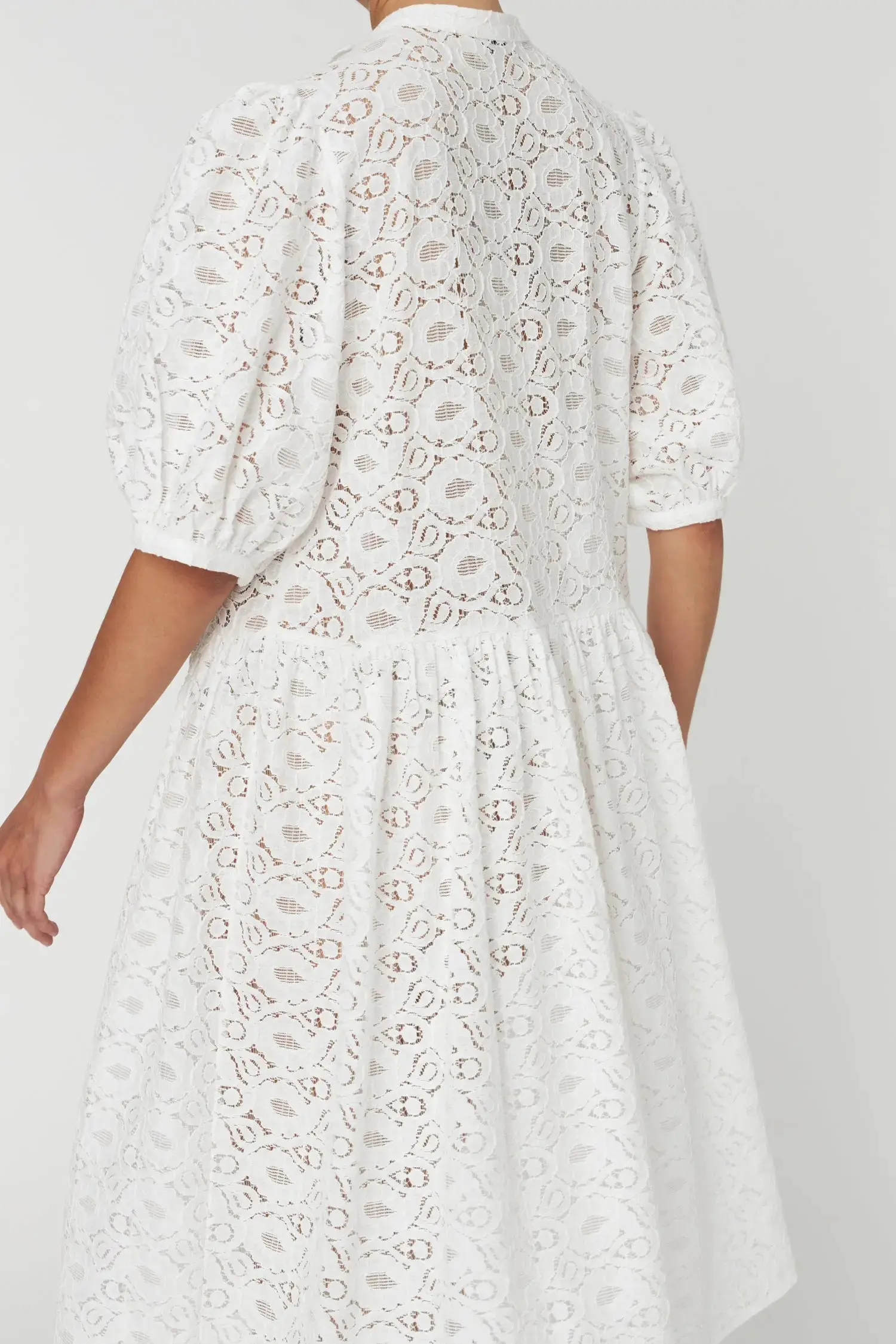 Cotton Lace Dress - White - Image 4