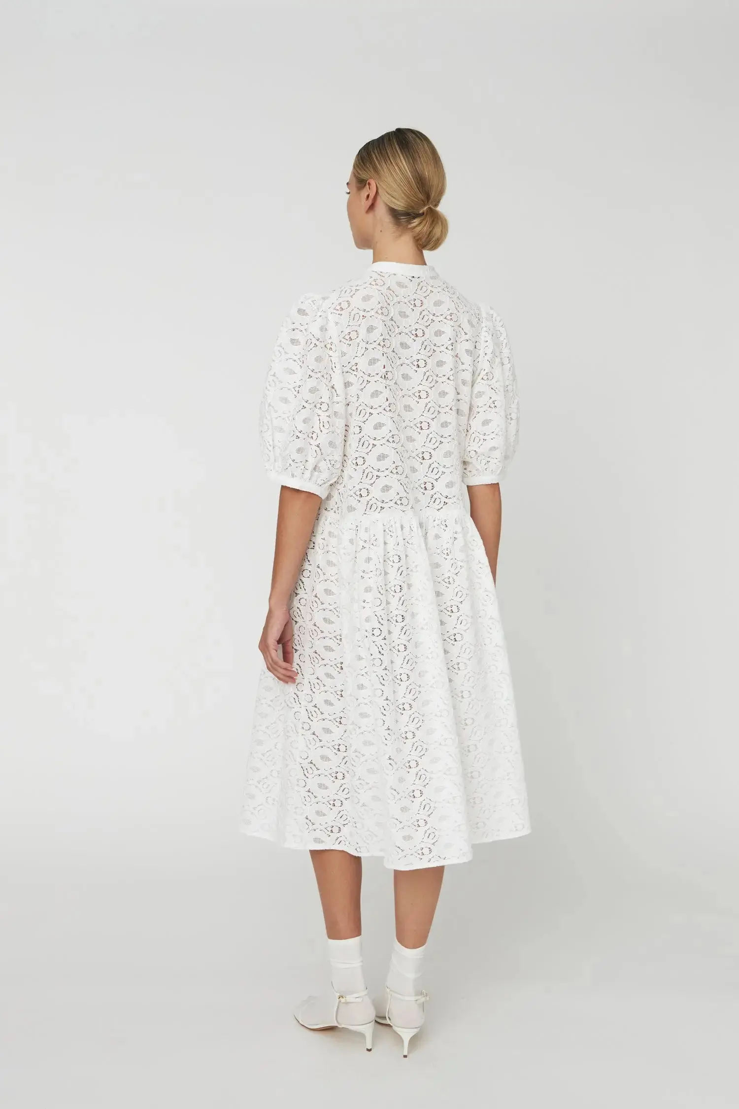 Cotton Lace Dress - White - Image 5