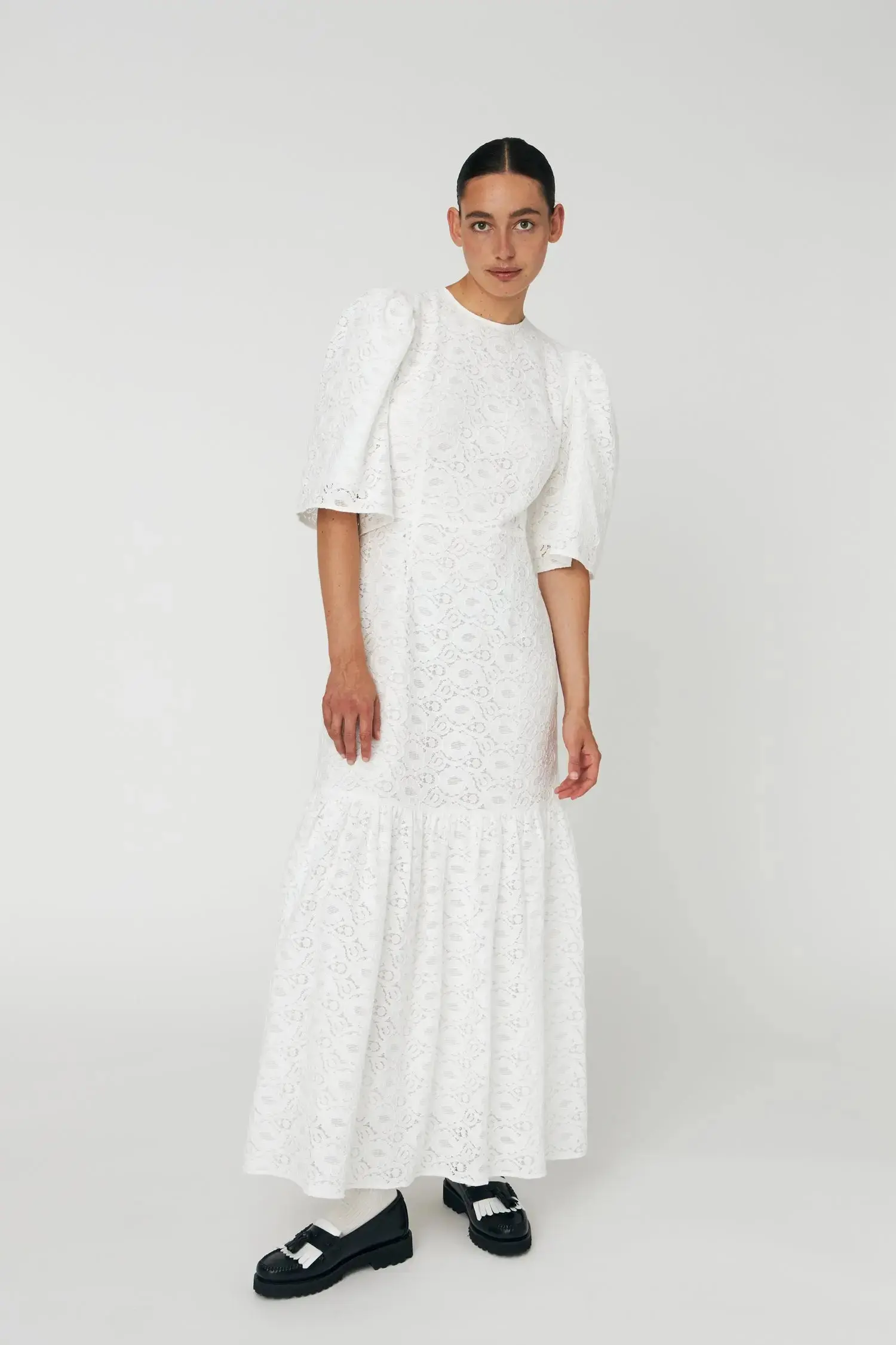 Cotton Lace Maxi Dress - White - Image 3