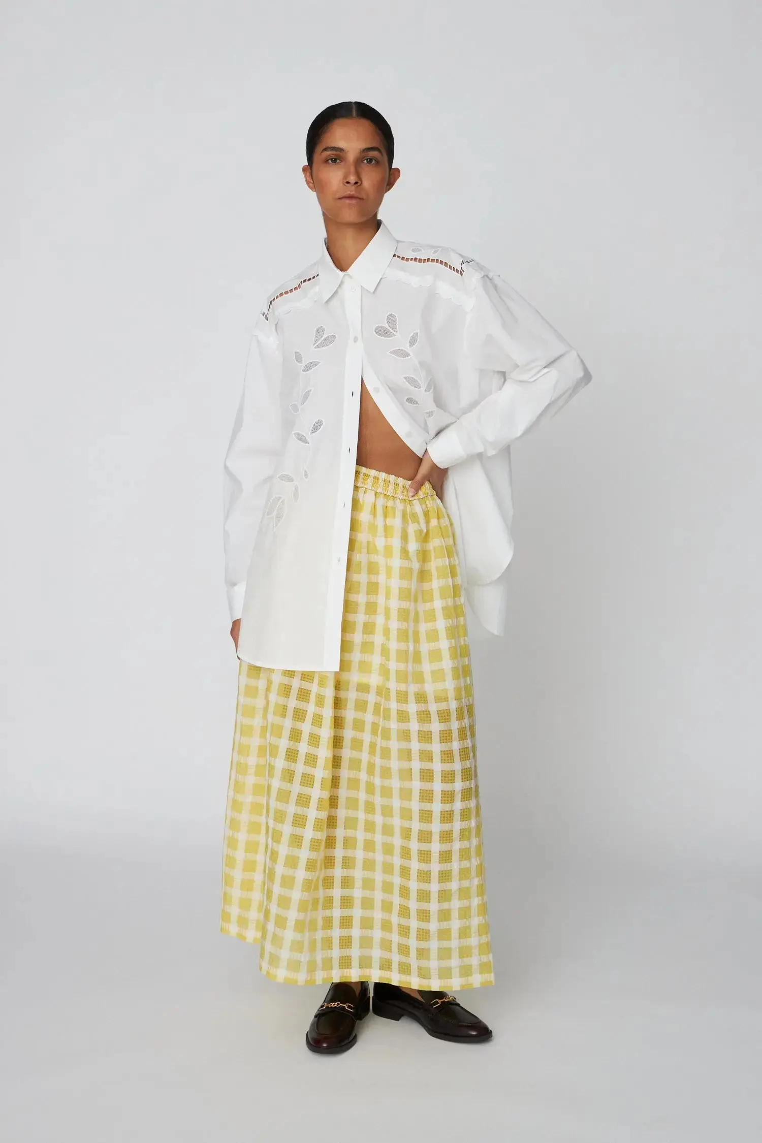 Delicate Checked Maxi Dress - Lovely Yellow - Image 4