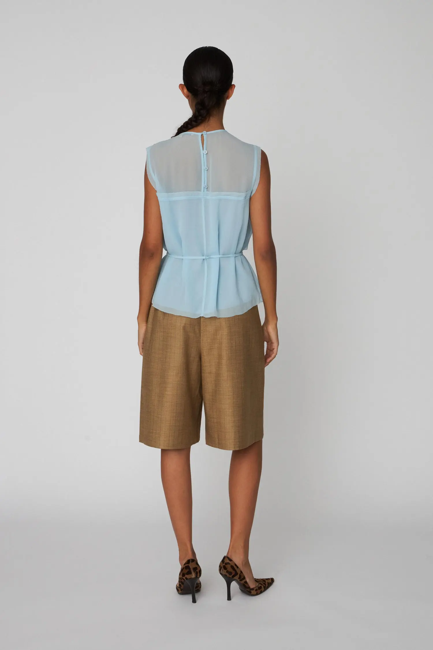 Delicate Crepe Chiffon Top - Clear Blue - Image 3