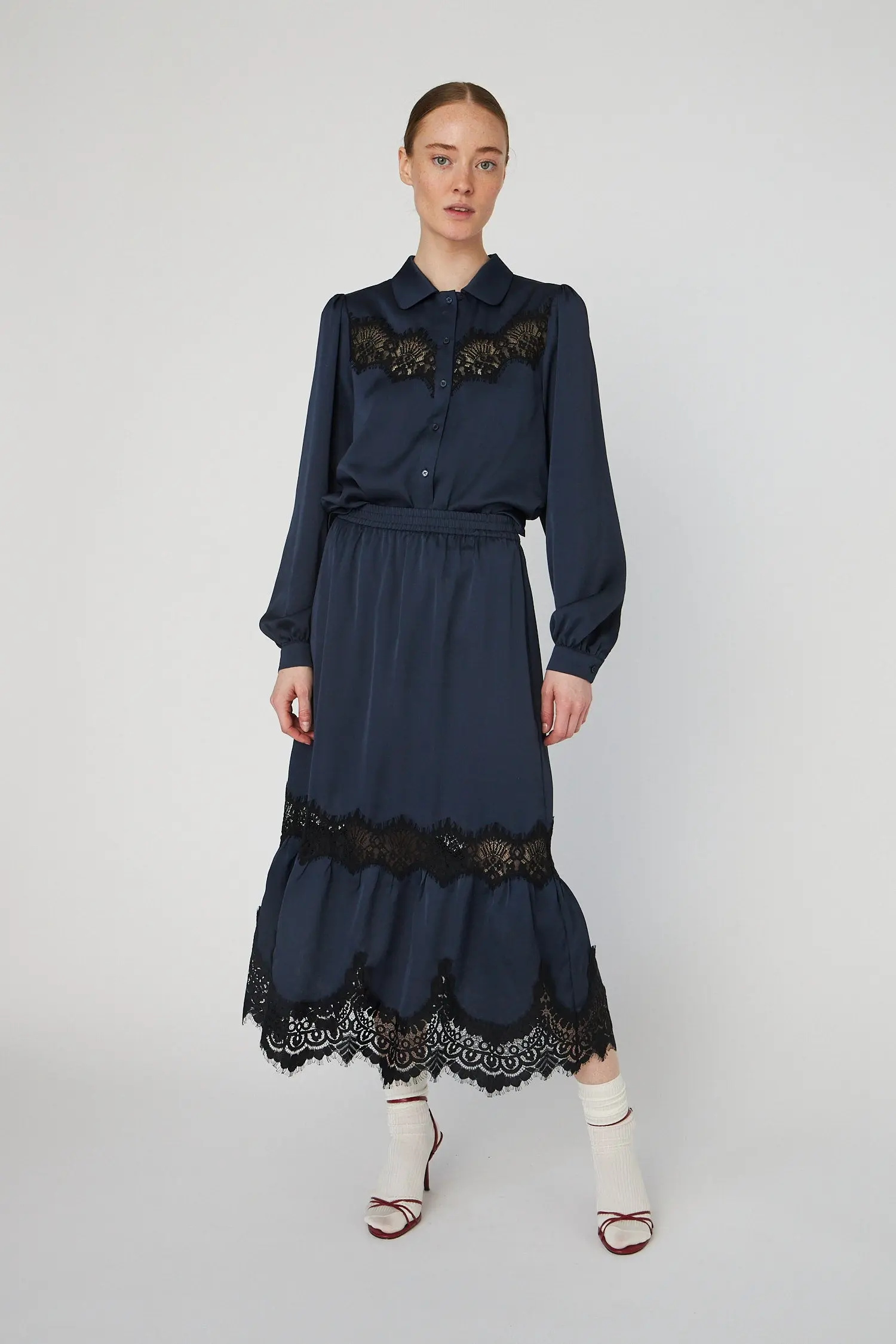 Delicate Lace Shirt - Ultra Navy
