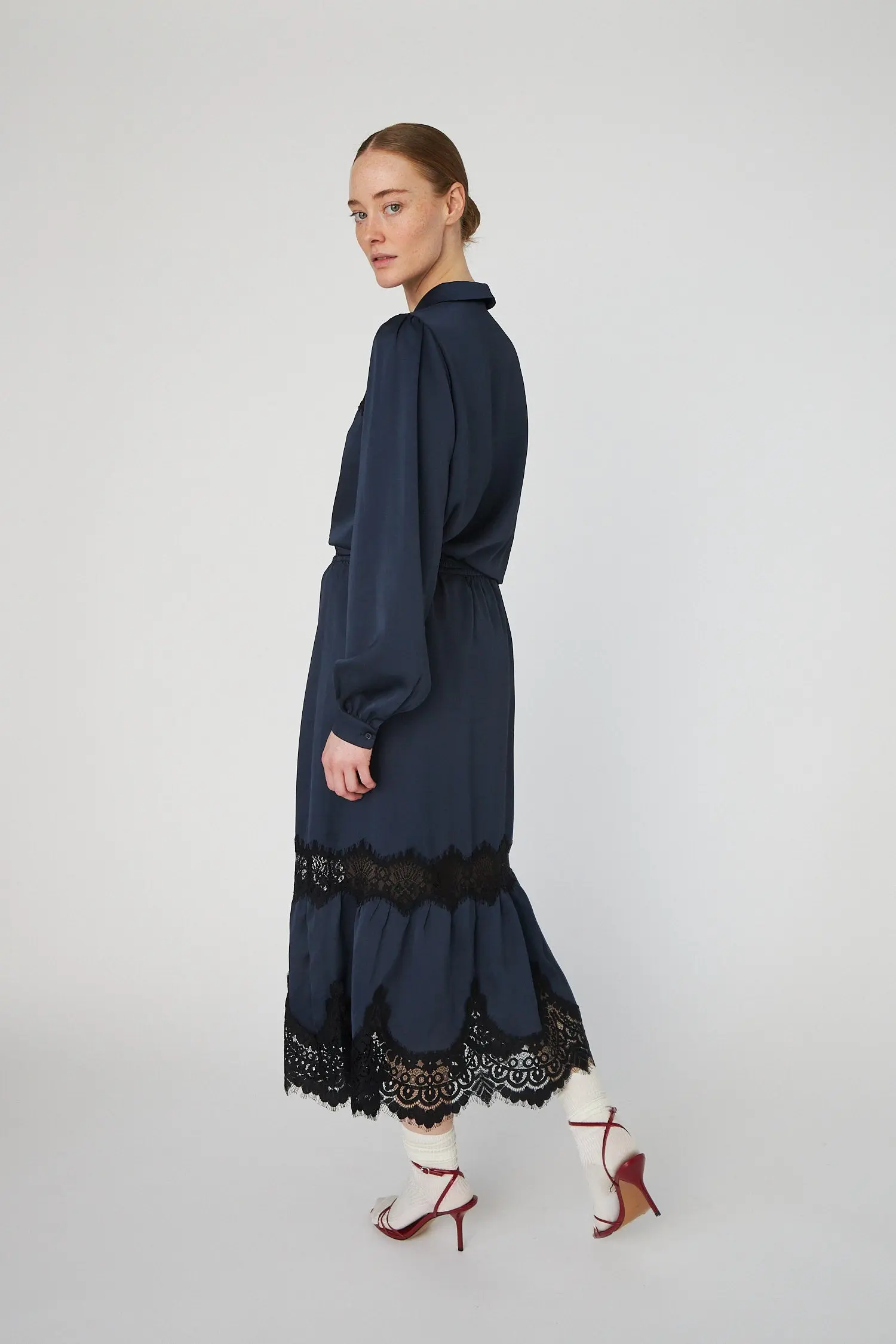Delicate Lace Shirt - Ultra Navy - Image 2