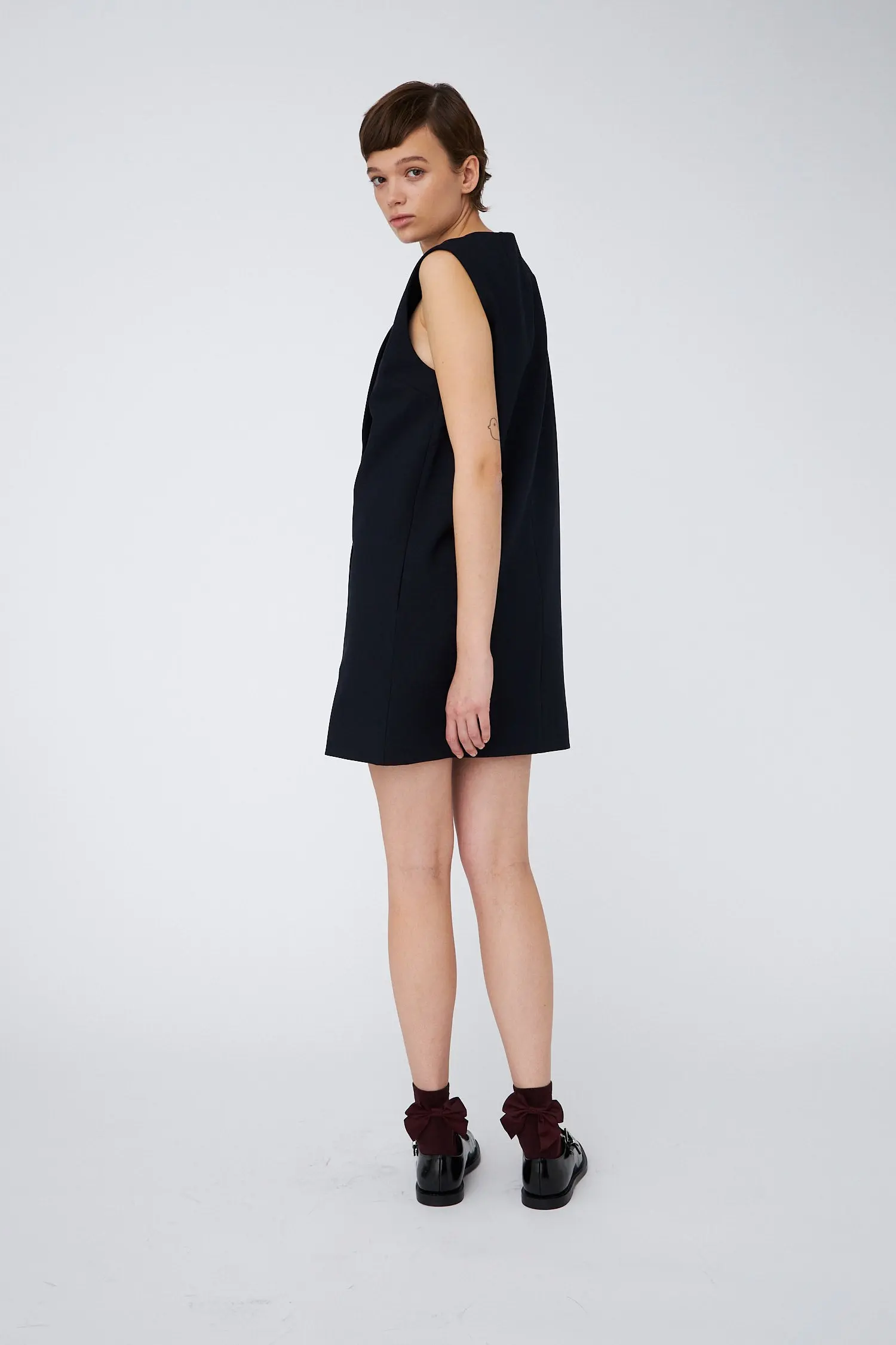 Double-Breasted Mini Dress - Navy - Image 5