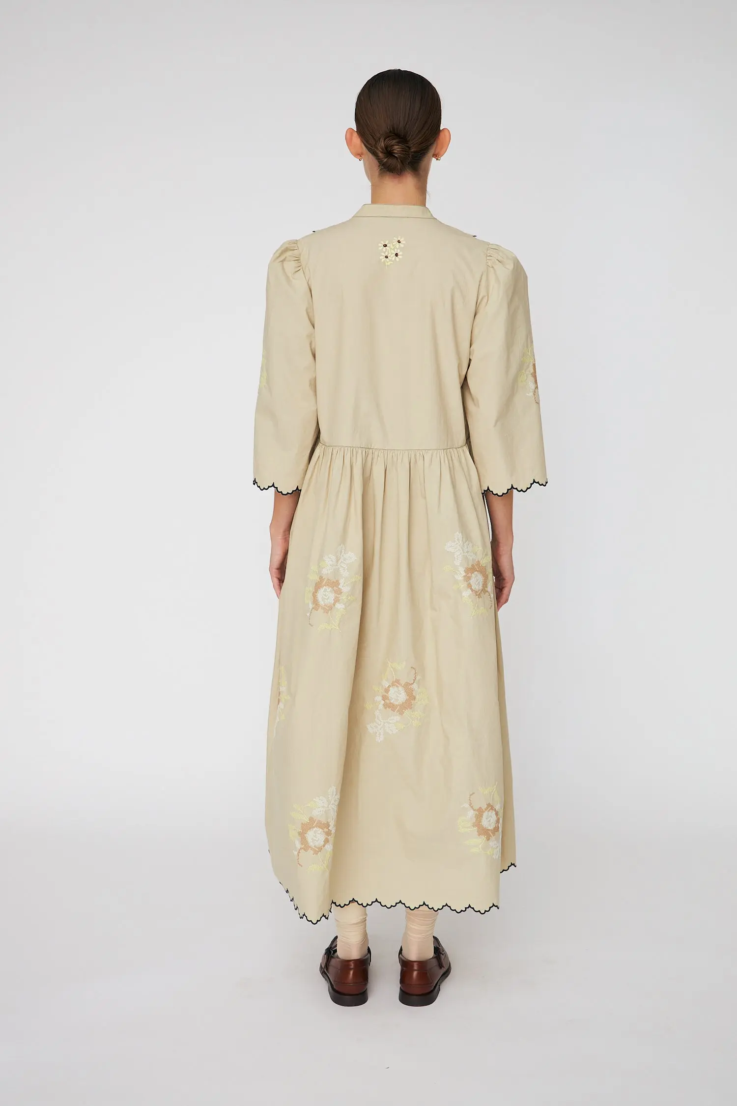 Embroidered Loose Midi Dress - Army Touch - Image 5