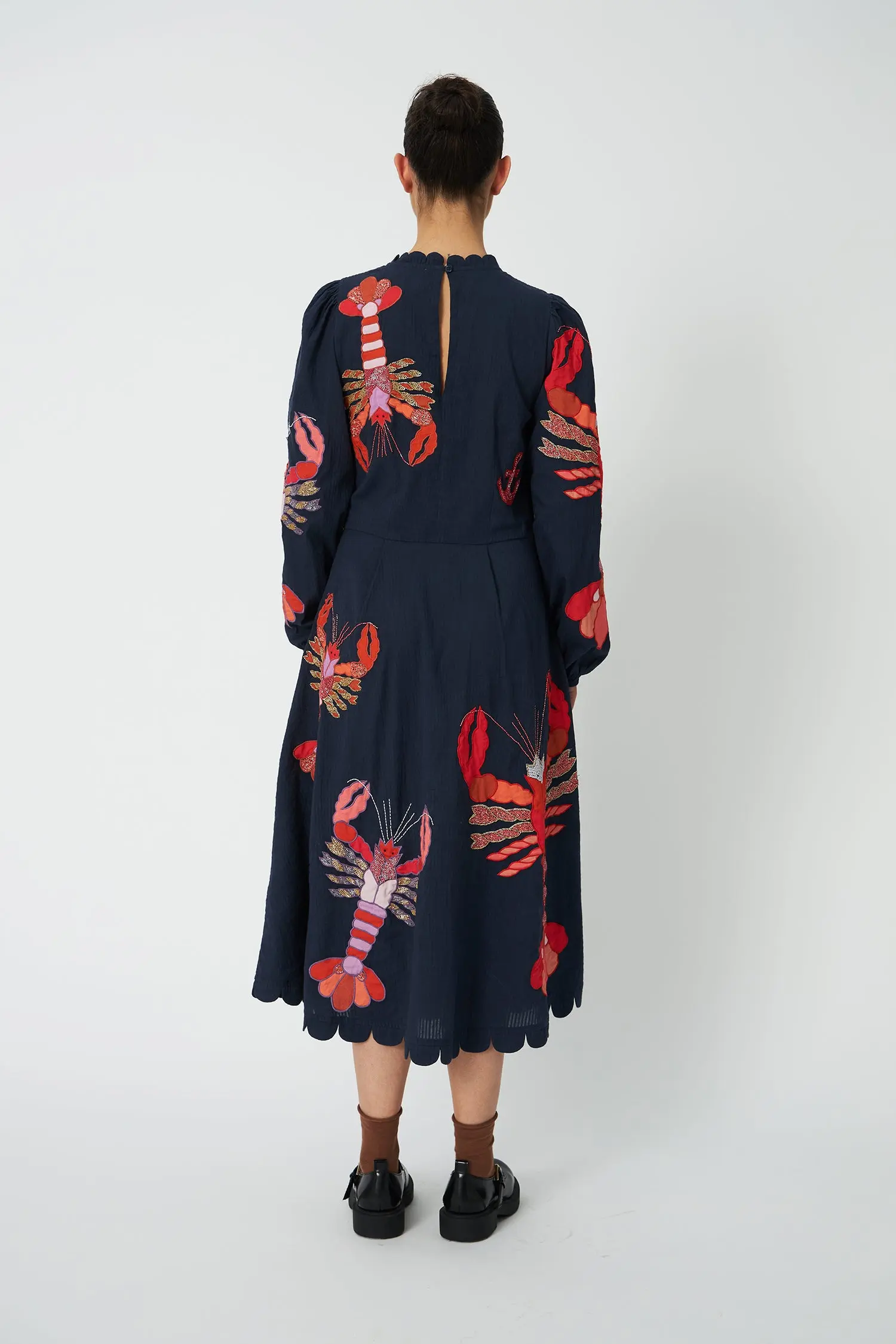 Embroidered Midi Dress - Navy - Image 2