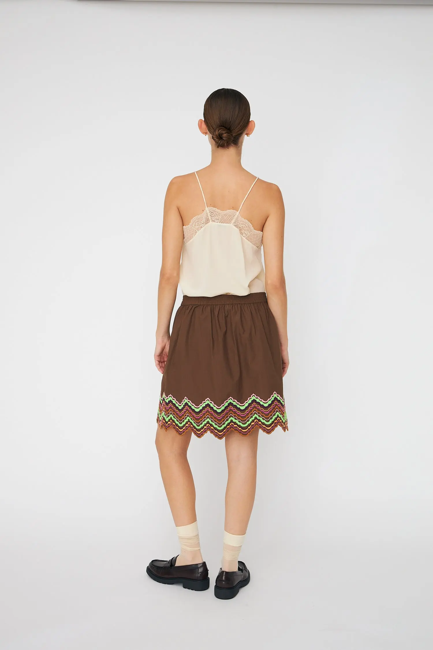 Embroidered Skirt - Brown - Image 3
