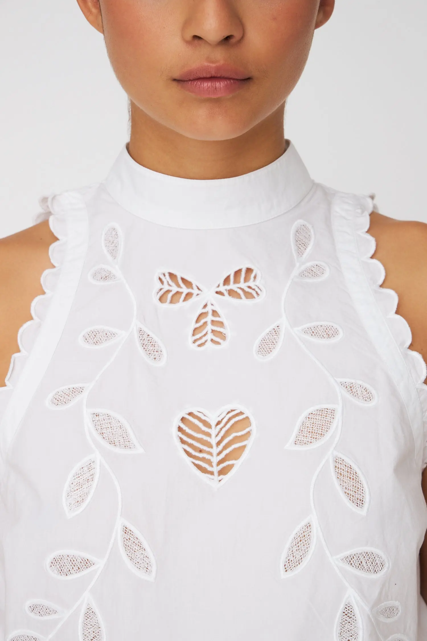Embroidery Anglaise Halterneck Top - White - Image 2