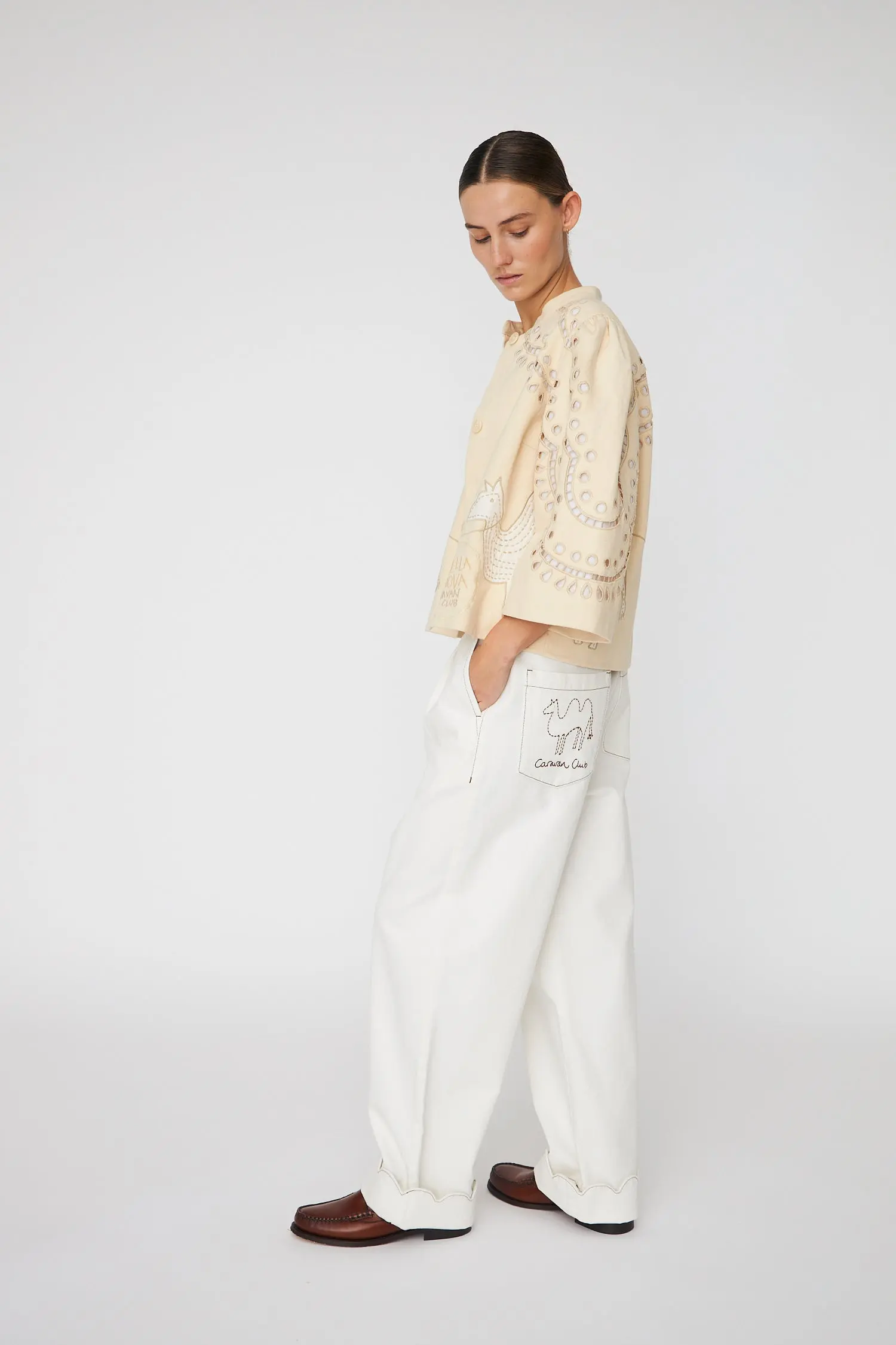 Embroidery Anglaise Jacket - Creme Tones - Image 3