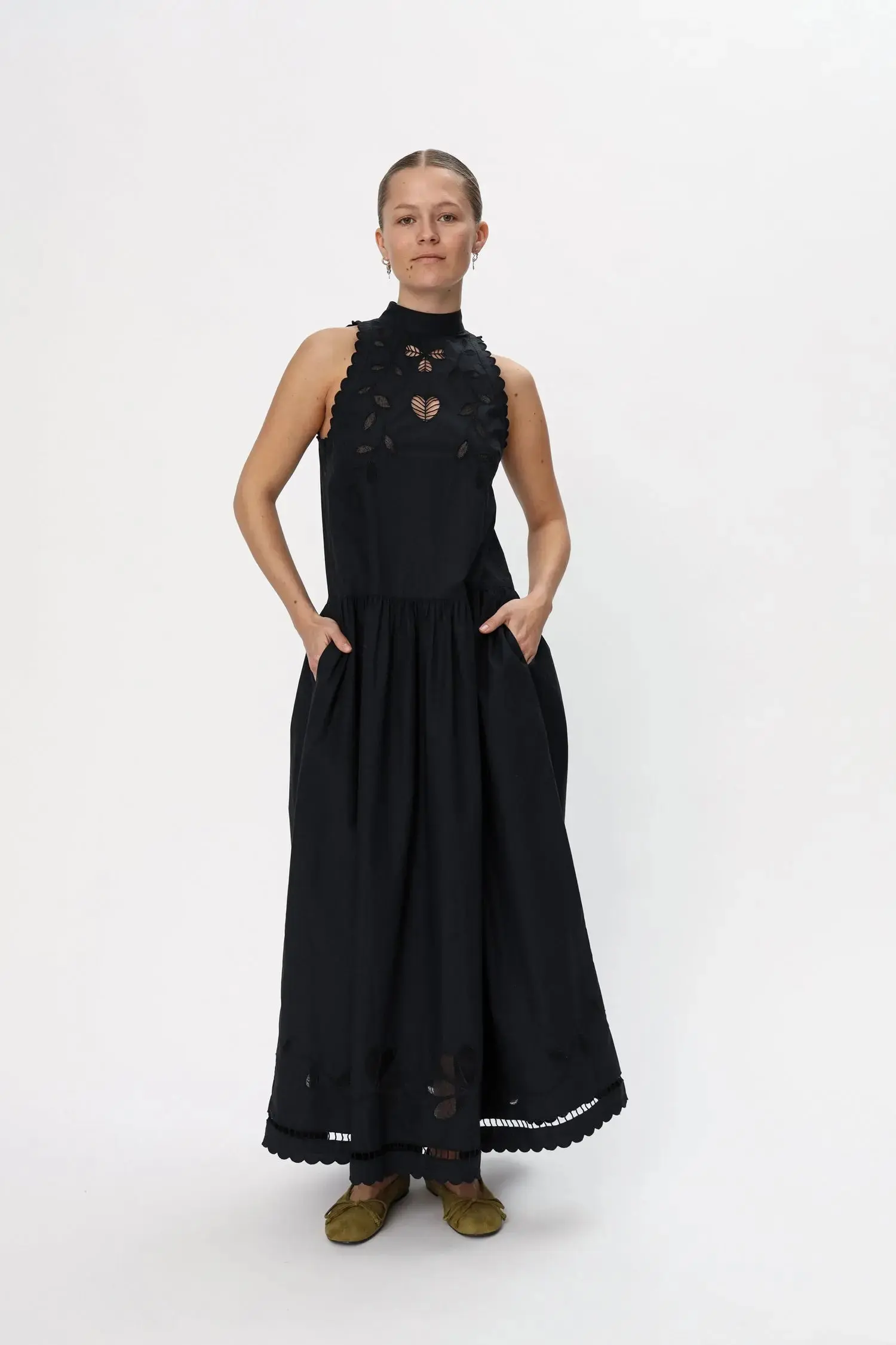 Embroidery Anglaise Maxi Strap Dress