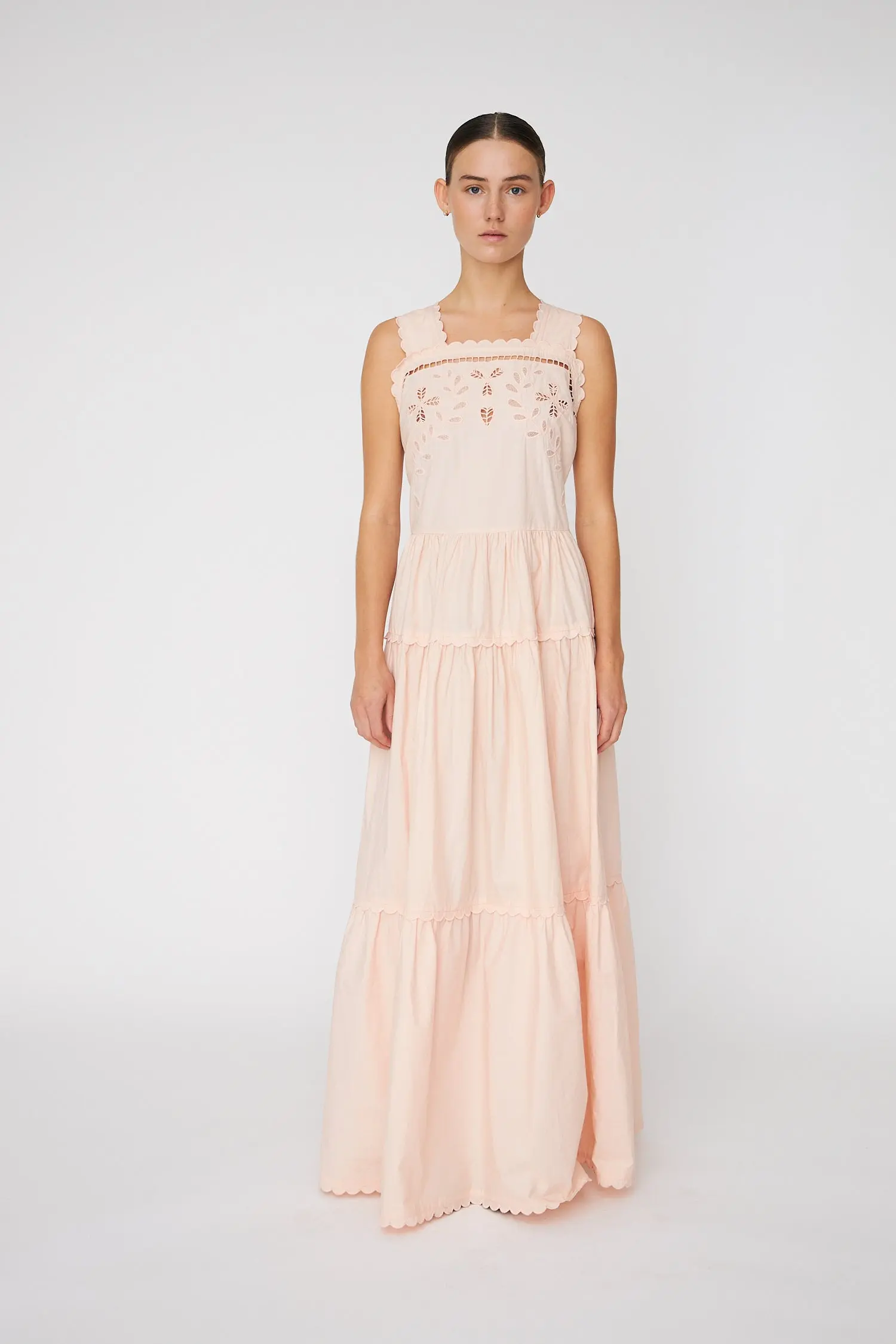 Embroidery Anglaise Maxi Strap Dress - Soft Powder - Image 3