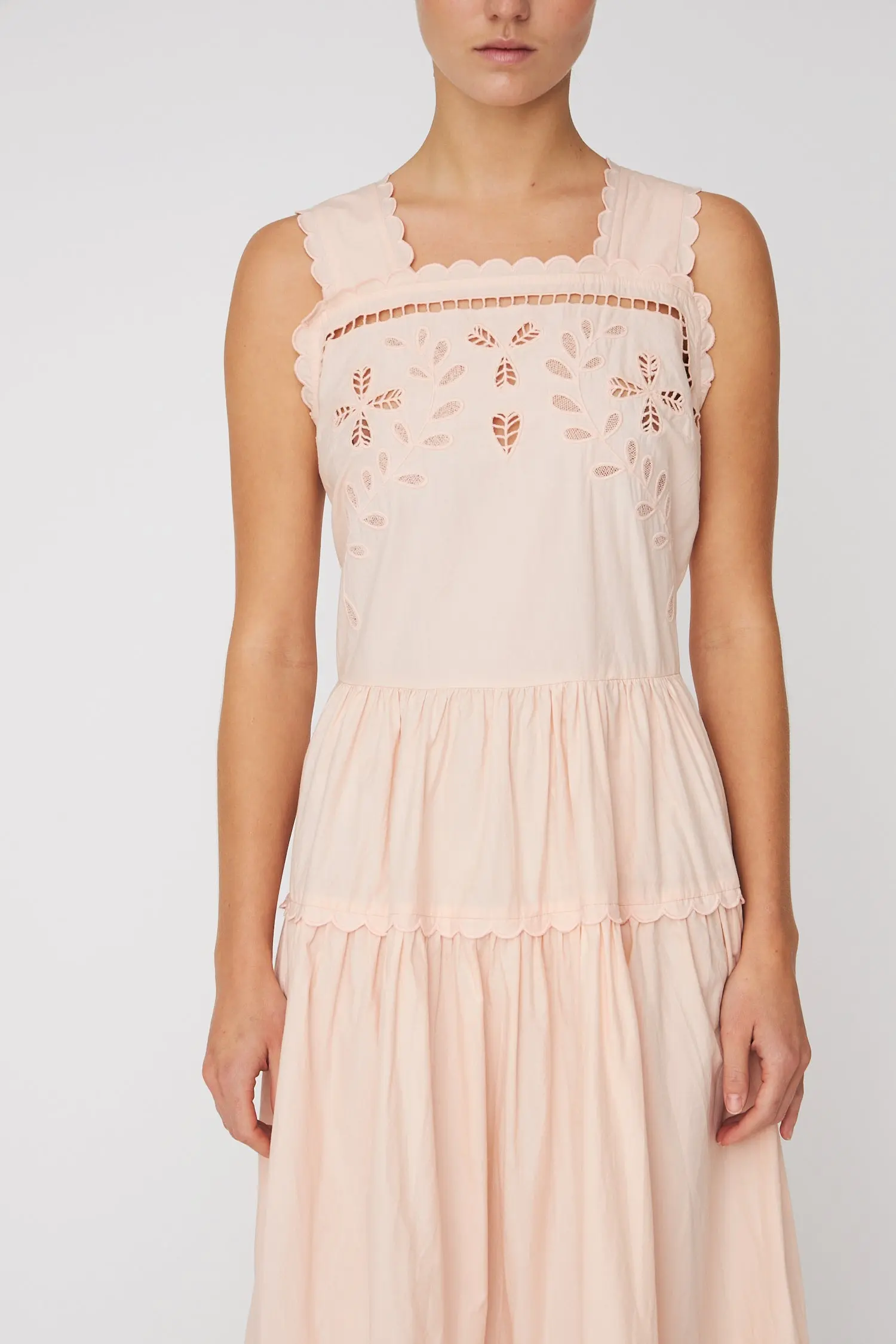 Embroidery Anglaise Maxi Strap Dress - Soft Powder - Image 4