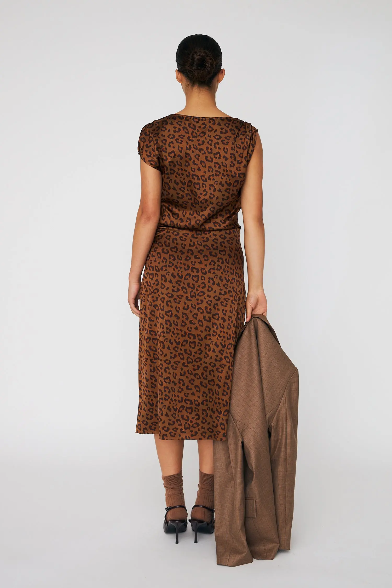 Fitted Midi Animal Printed Dress - Leopard - Image 2