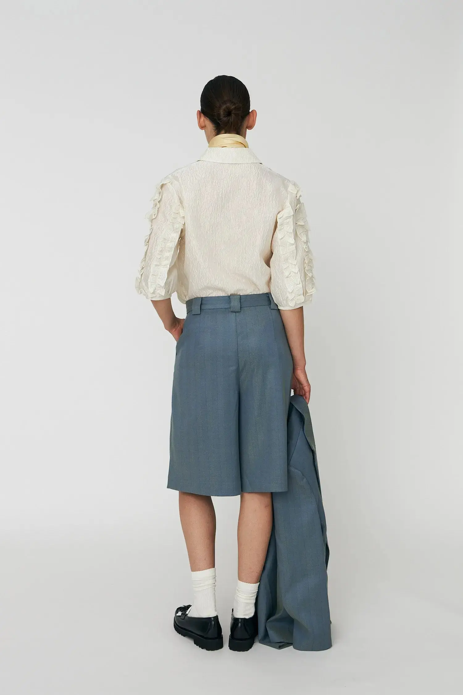 Herringbone Suiting shorts - Aqua Green - Image 3
