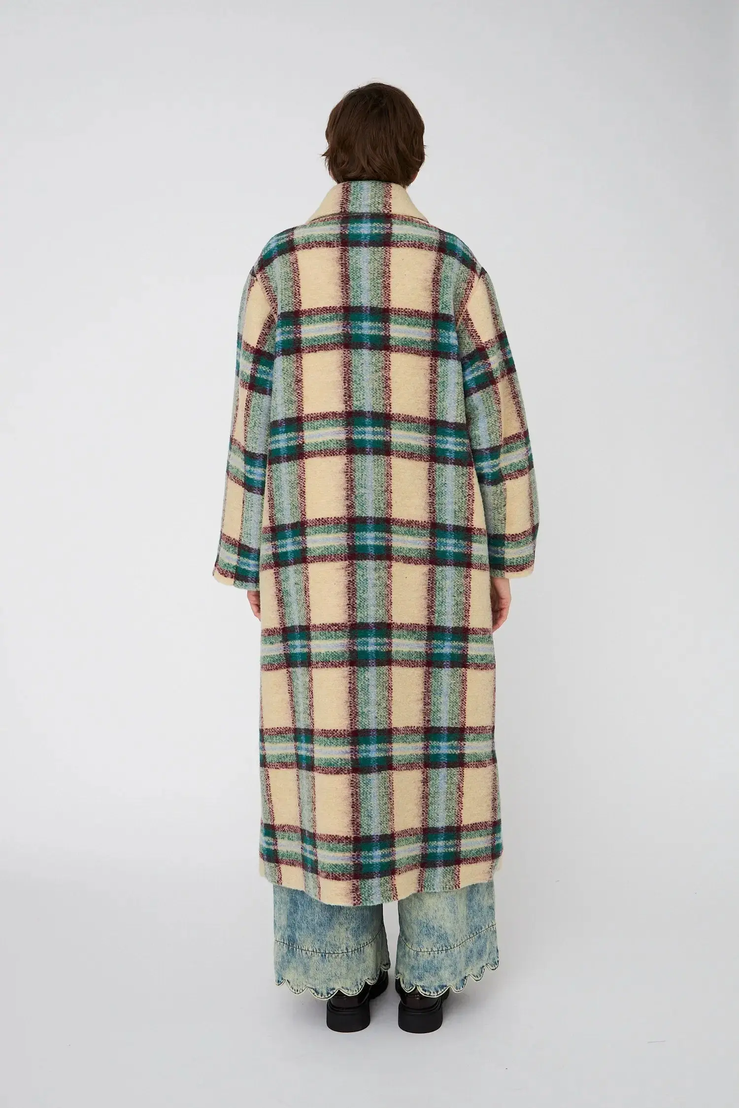 Long Wool Checked Coat - Multi Checks - Image 4