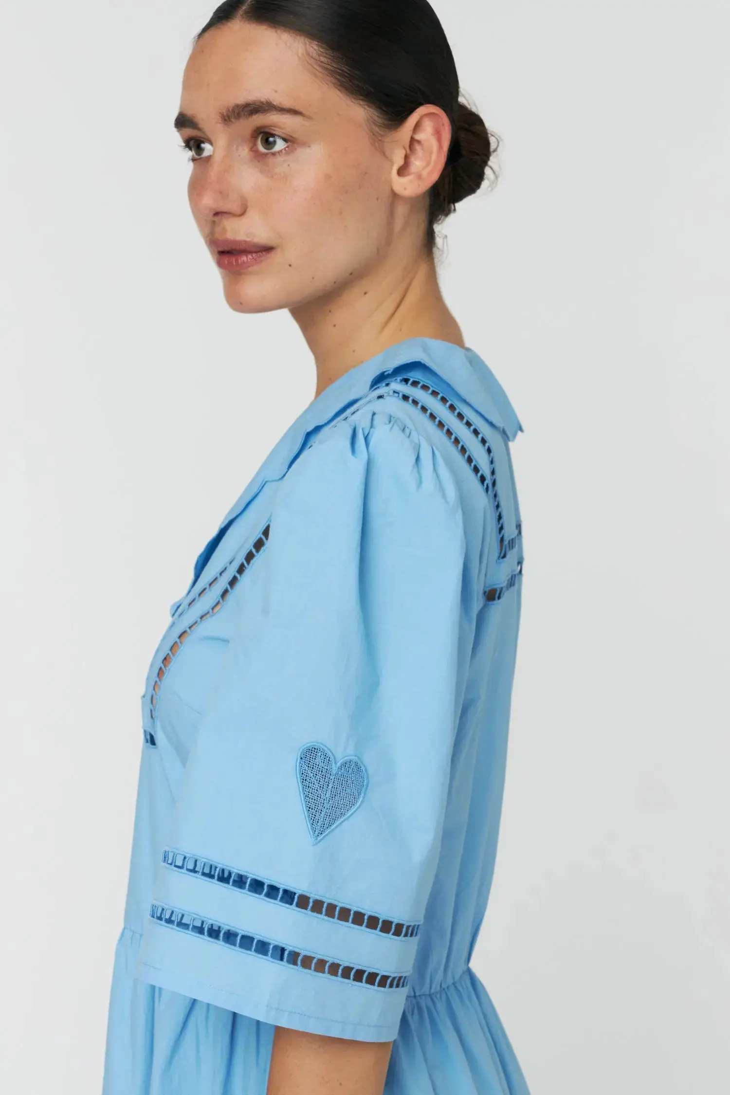 Maxi Dress with Short Sleeves and Artworks - Blue Coral - Image 4