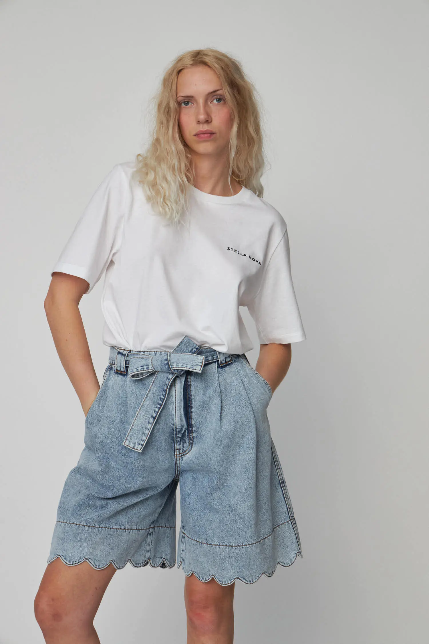 Moon Washed Denim Shorts - Denim Moon Wash - Image 3
