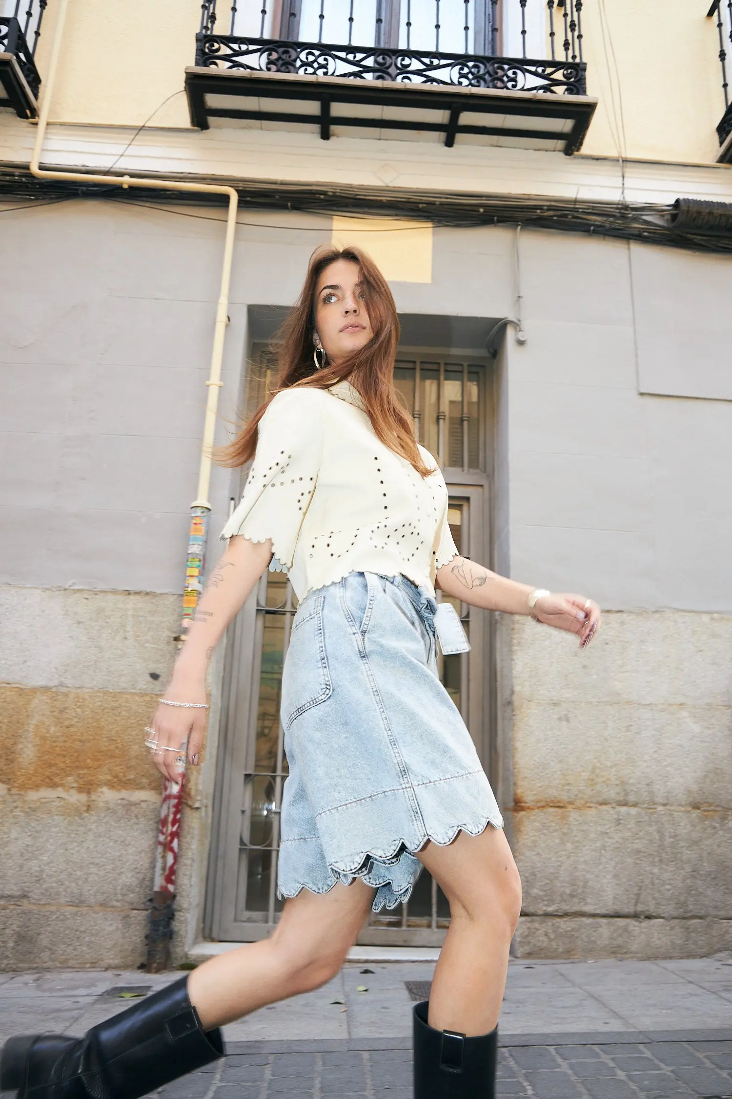 Moon Washed Denim Shorts - Denim Moon Wash - Image 4