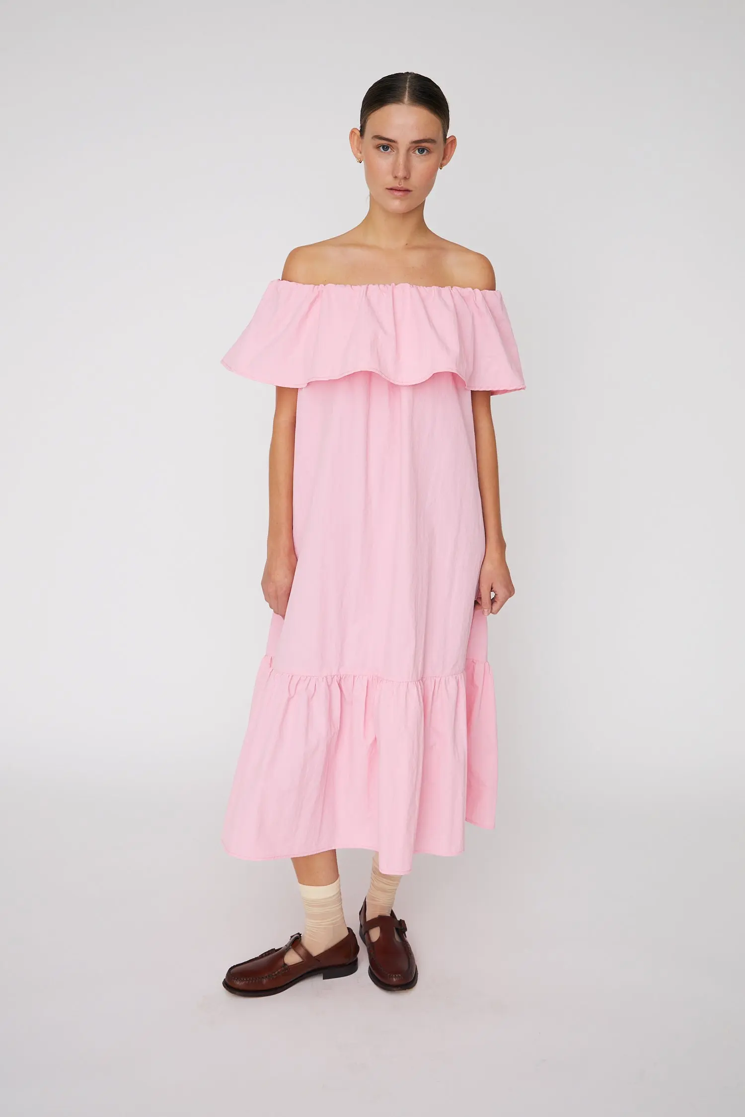 Off shoulder Midi Dress - Pink