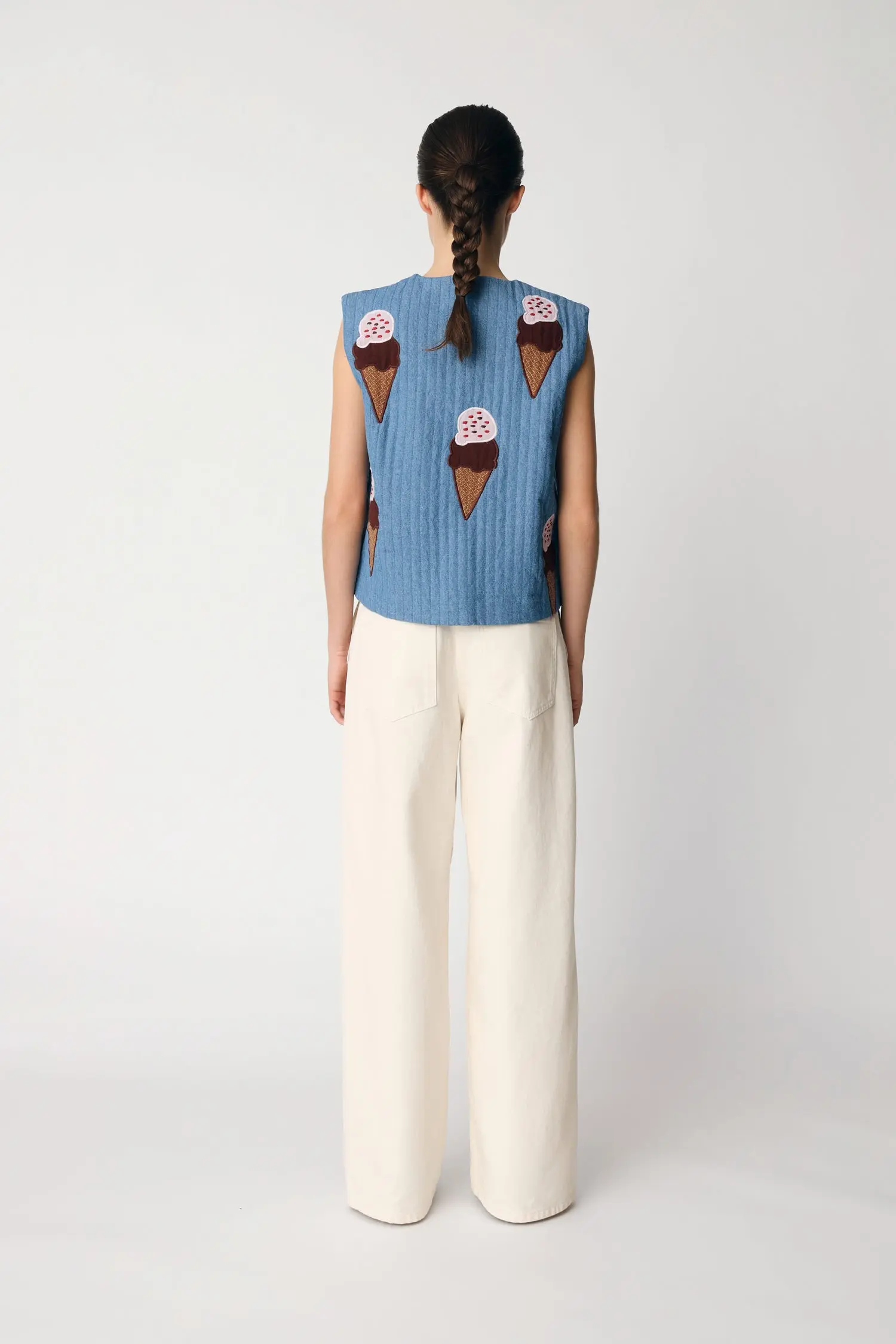 Out of office Embroidered Vest - Summer Blue - Image 3