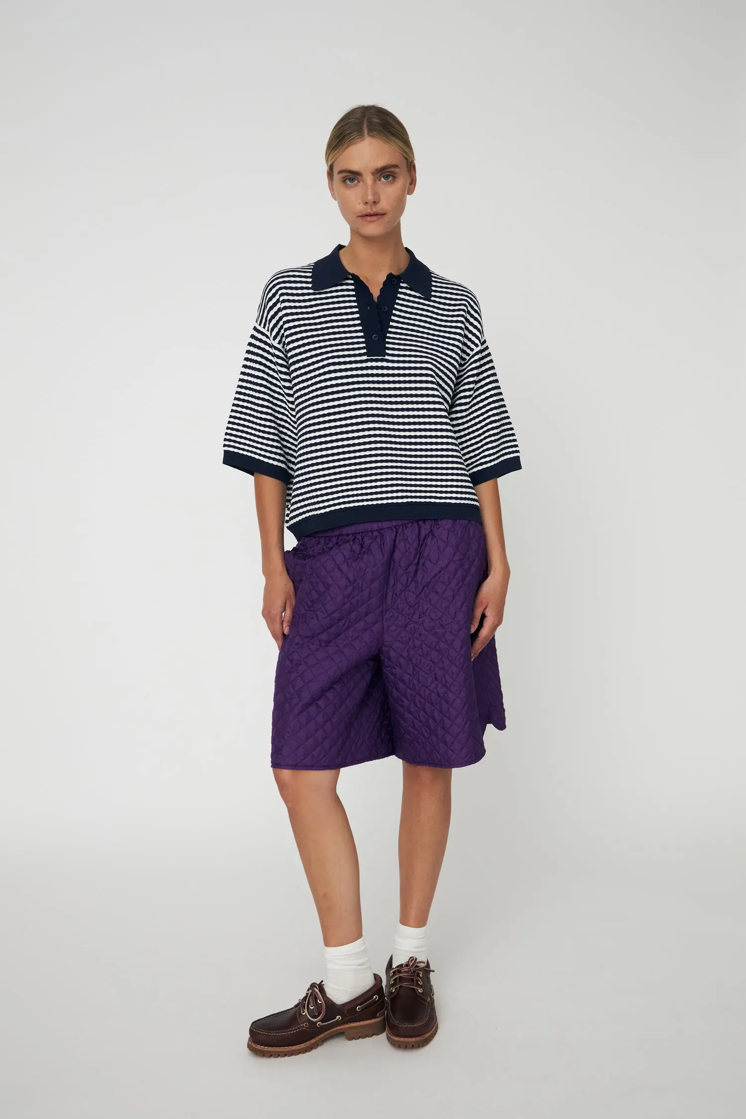 Polo Knit - Navy /Creme