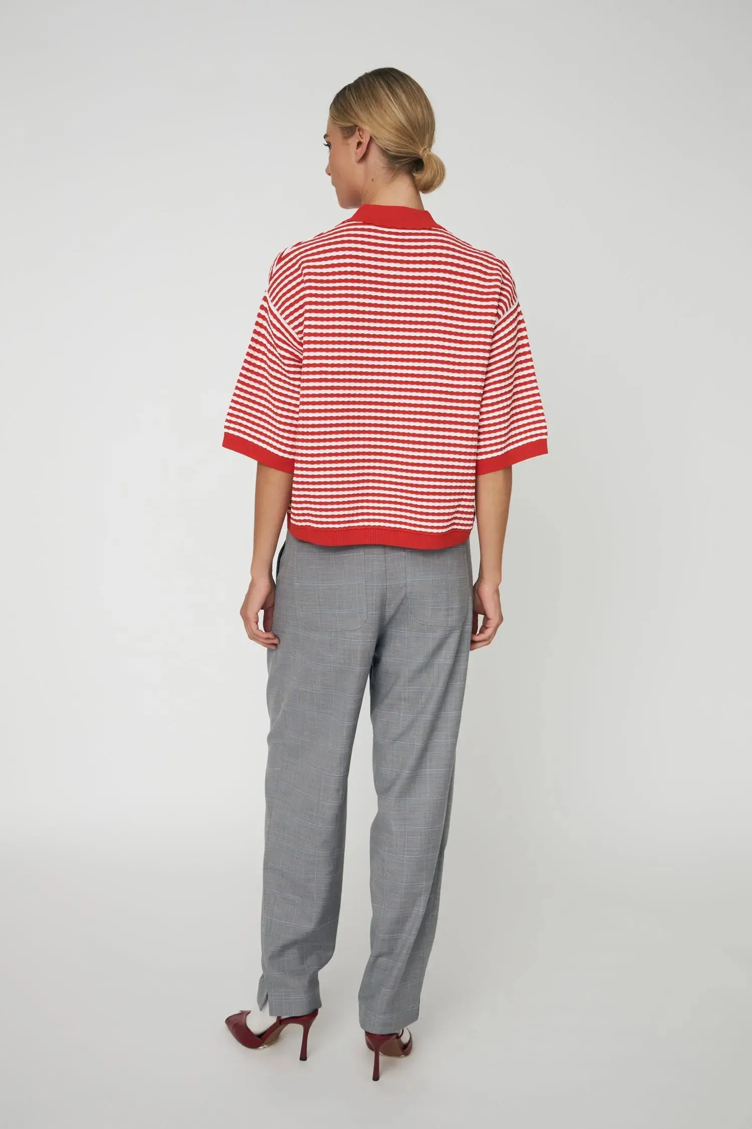 Polo Knit - Red/ Creme Stripes - Image 3