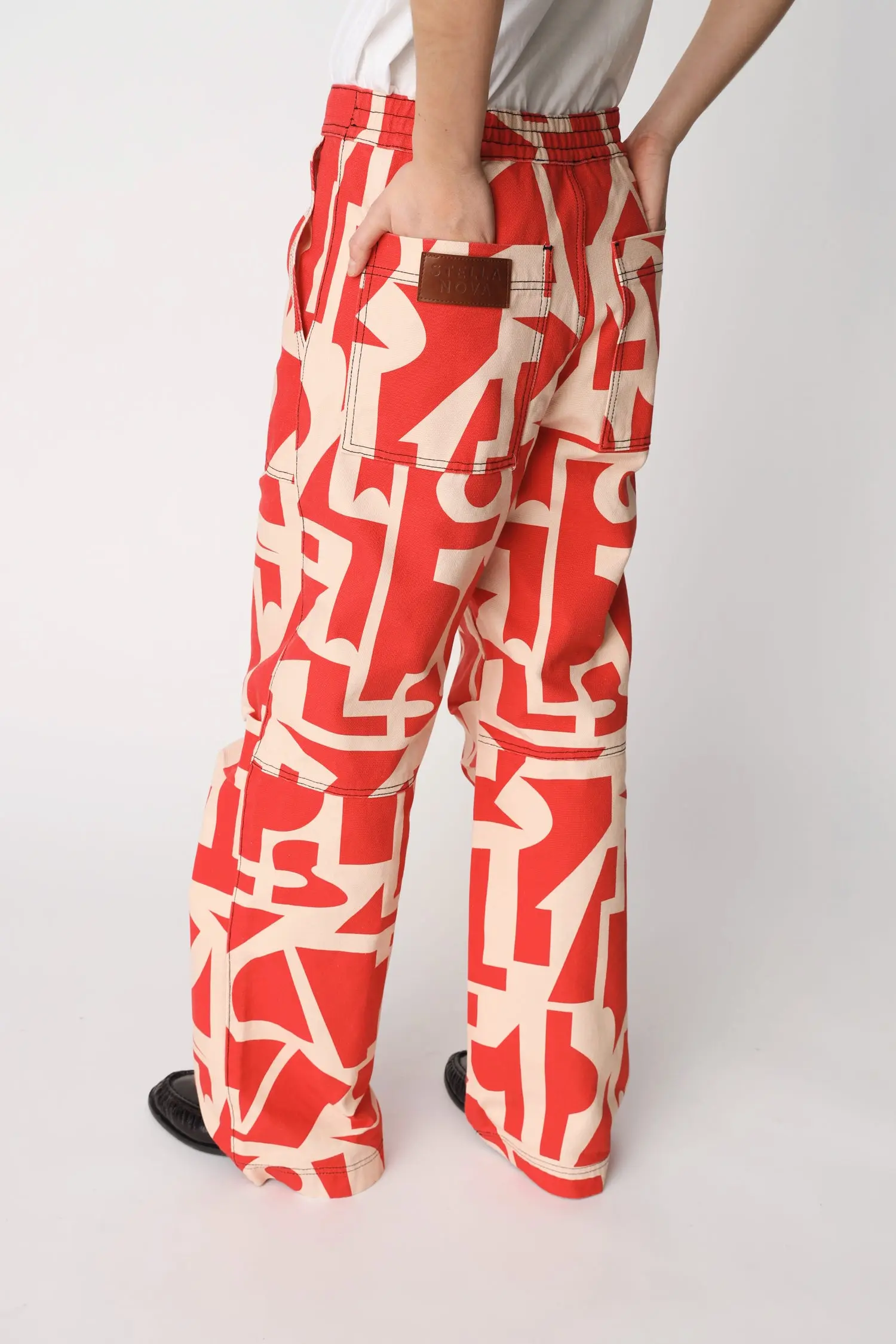 Printed Cargo Pants - Red Mix - Image 5