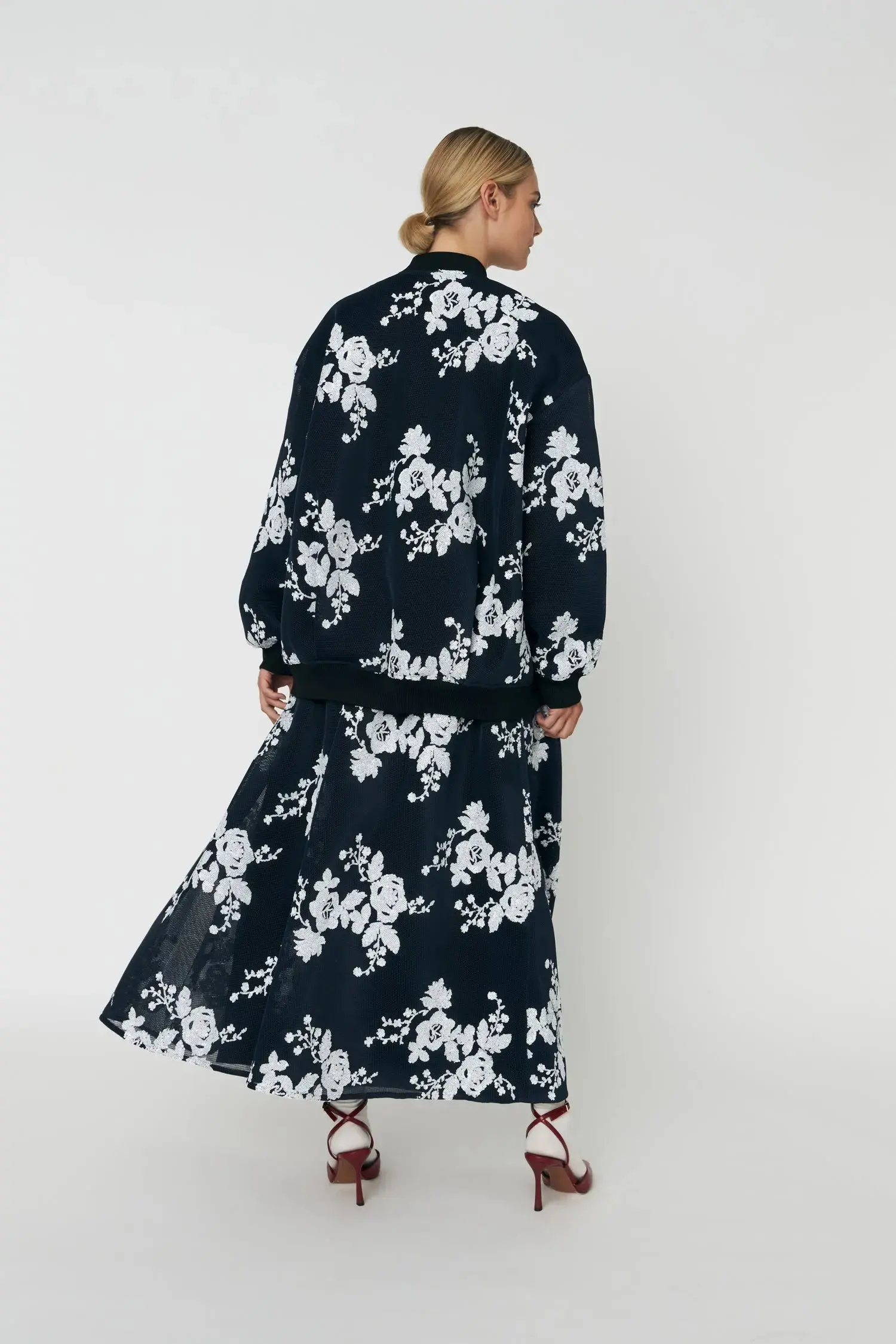 Sequins Mesh Oversized Jacket - White and Blue - Image 4