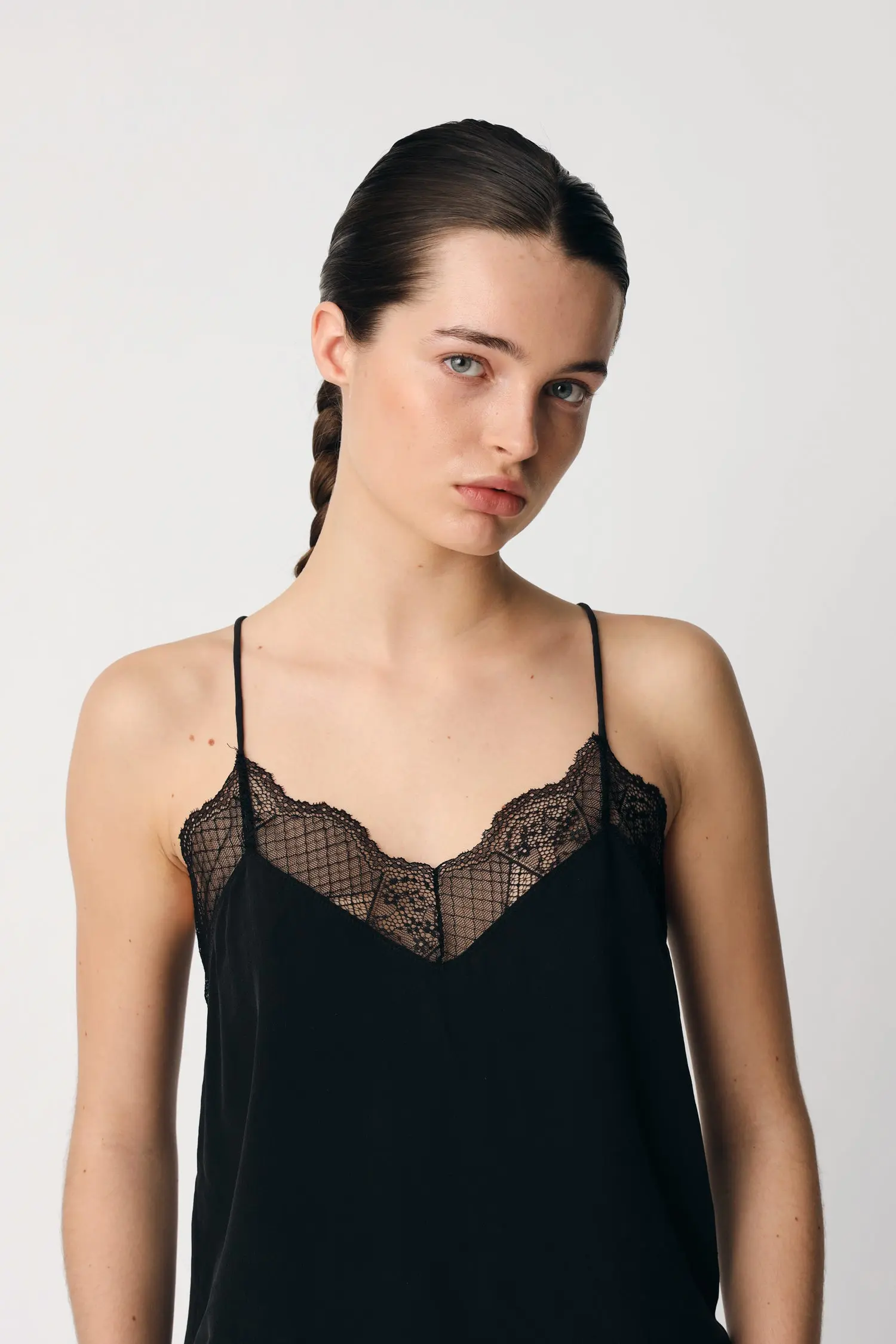 Silk slip dress - Black - Image 3