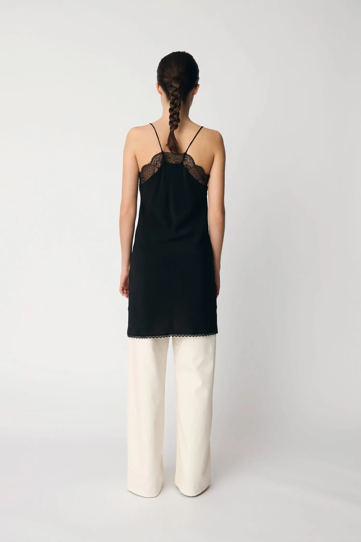 Silk slip dress - Black - Image 4