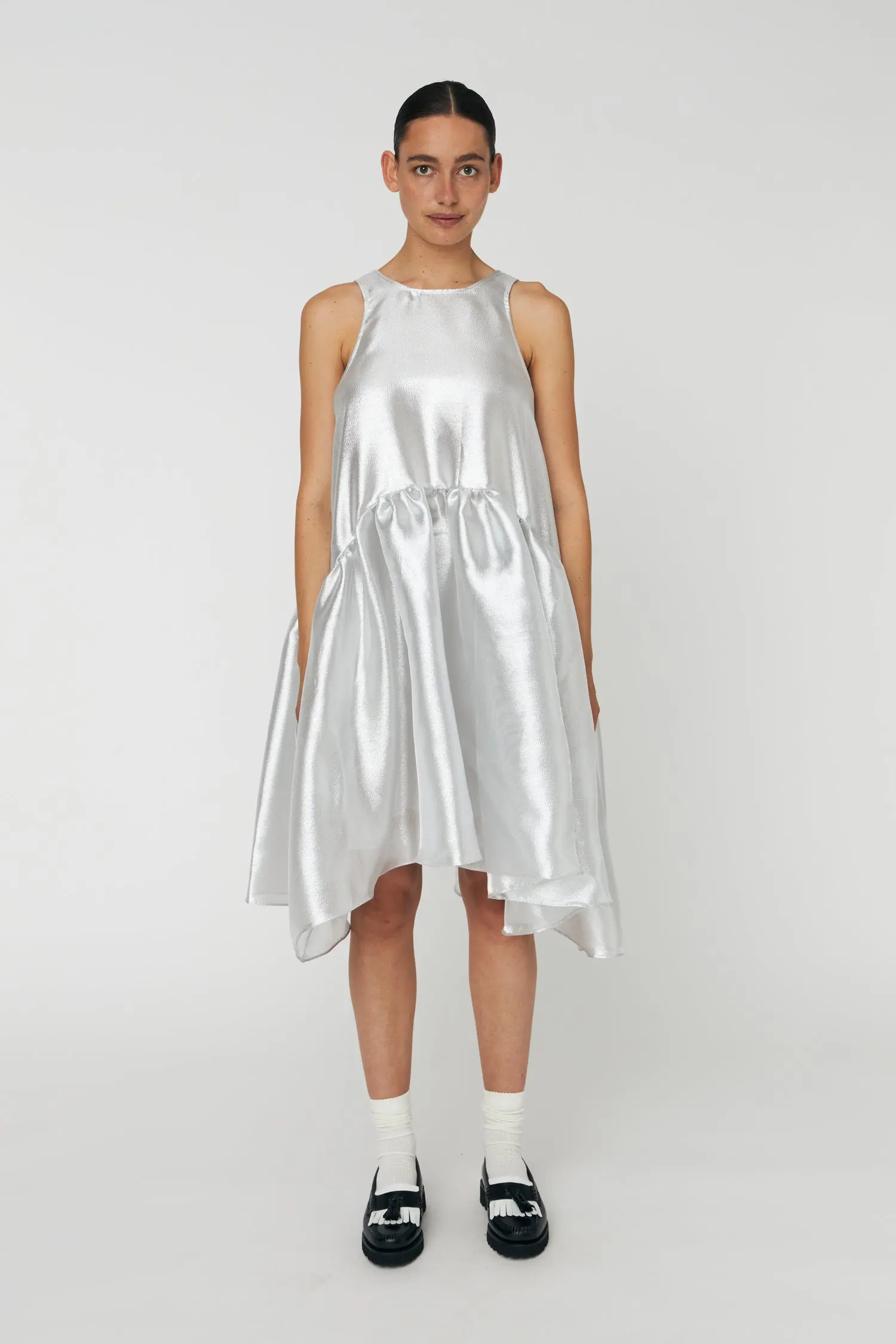 Silver Midi Dress - Pearl Silver