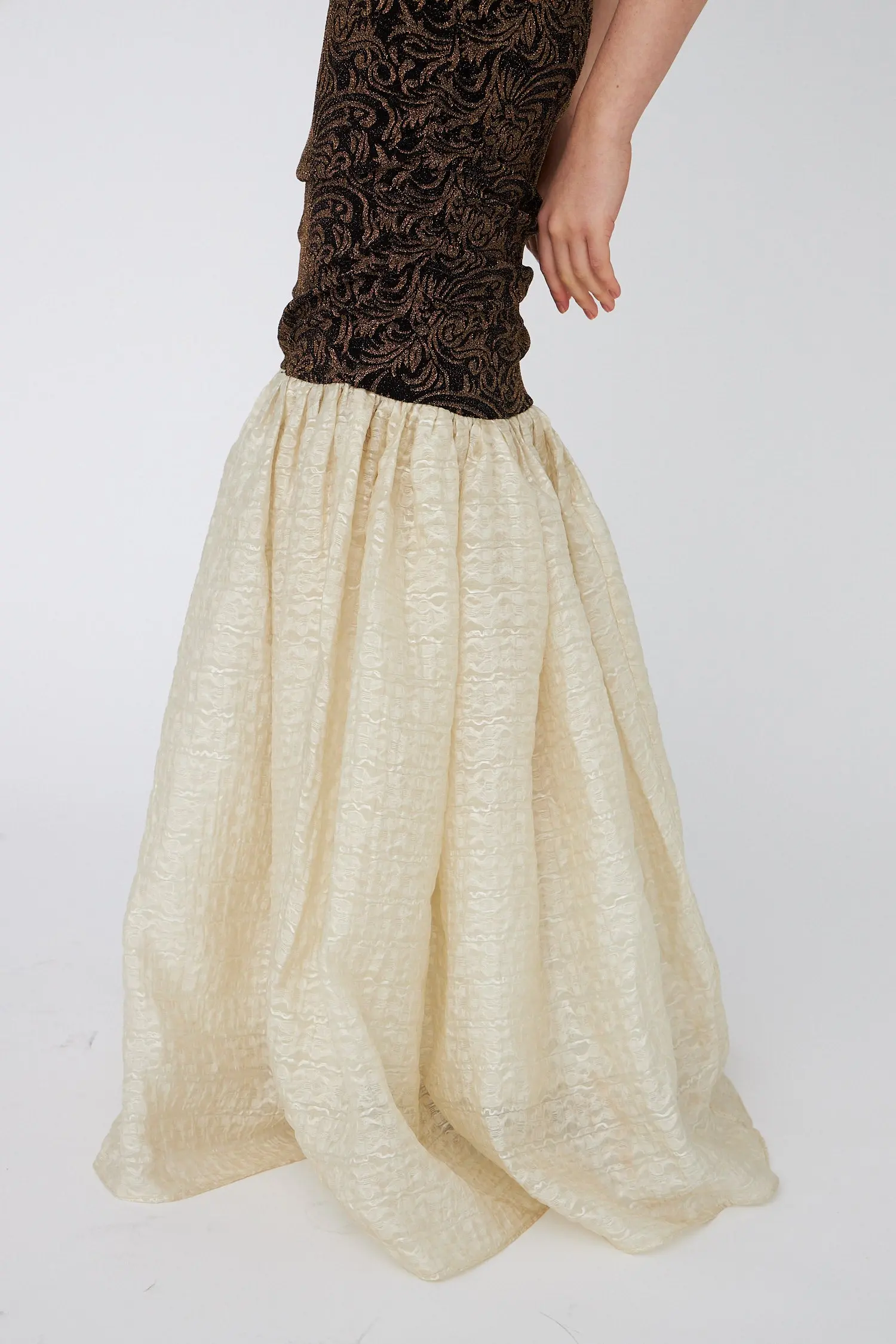 Strapless Jersey Maxi Dress - Black/Creme - Image 3