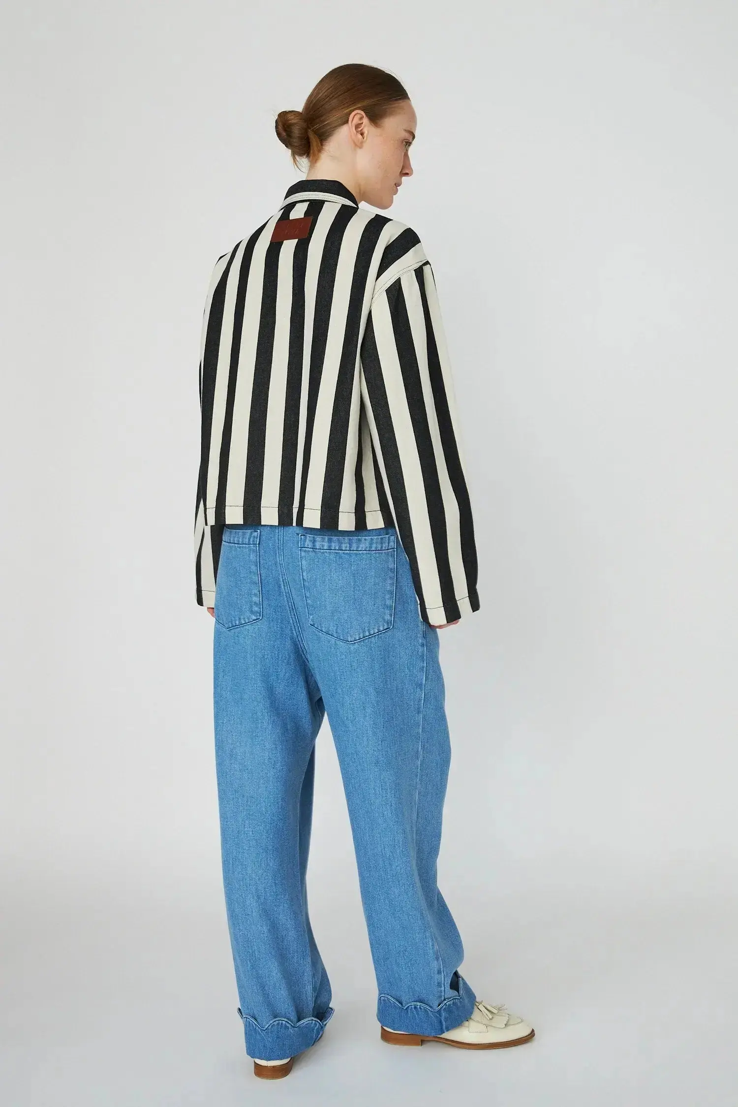 Striped Shirt in Cotton - Black/Creme - Image 3