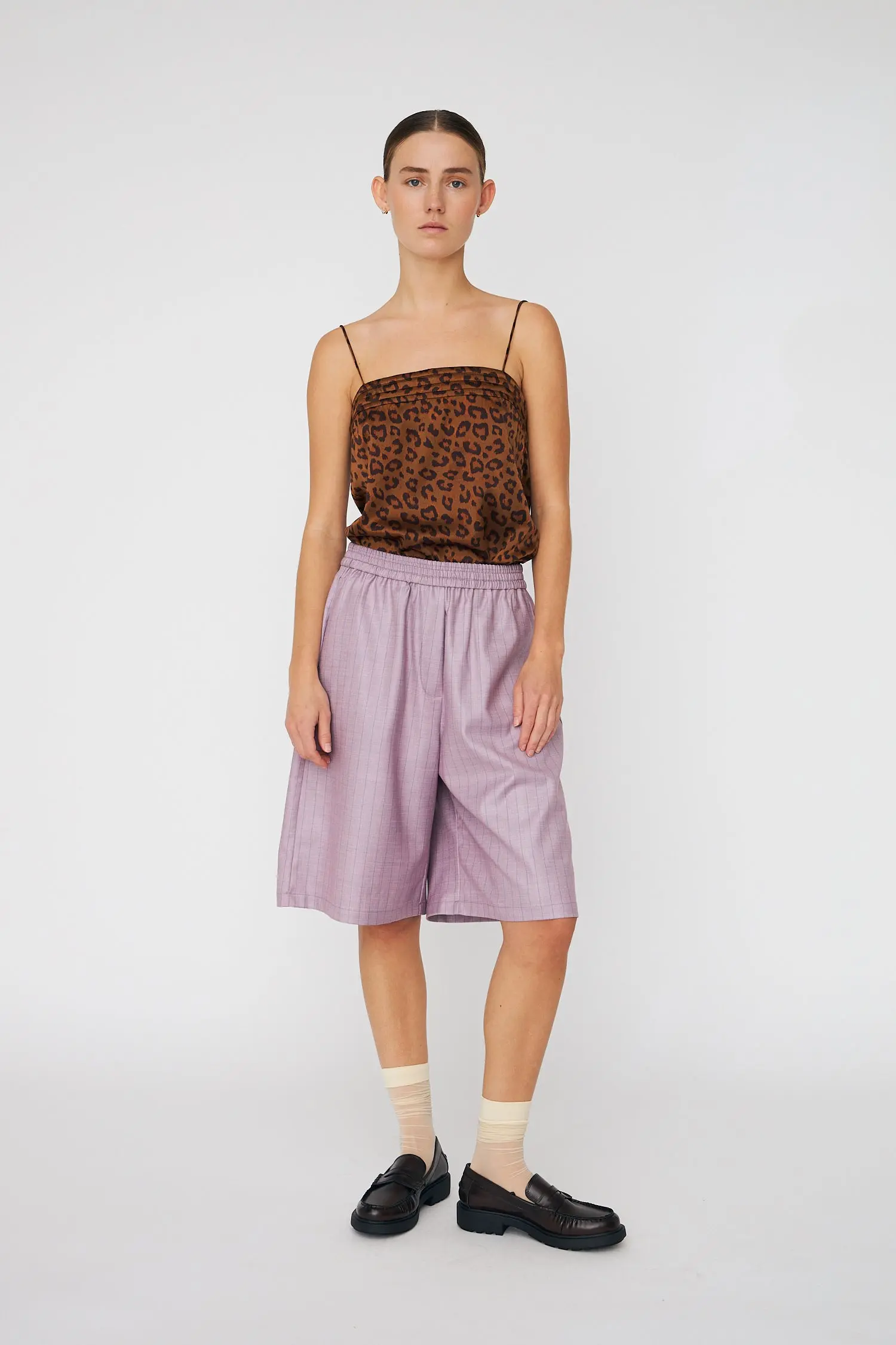 Striped Suiting Shorts - Light Purple