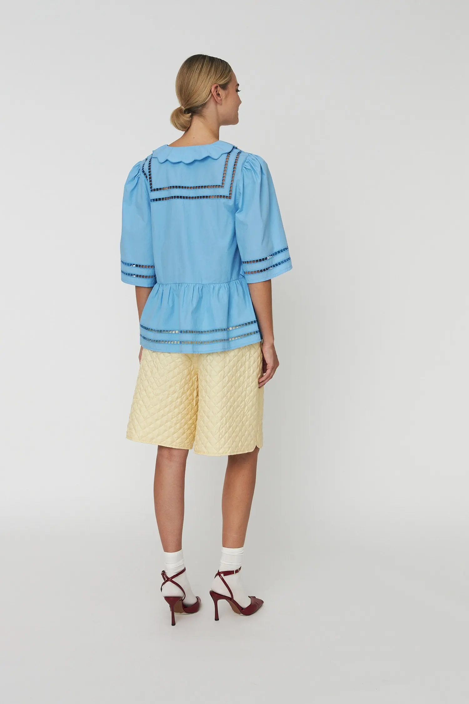 Top with Scallop Edge Collar - Blue Coral - Image 2