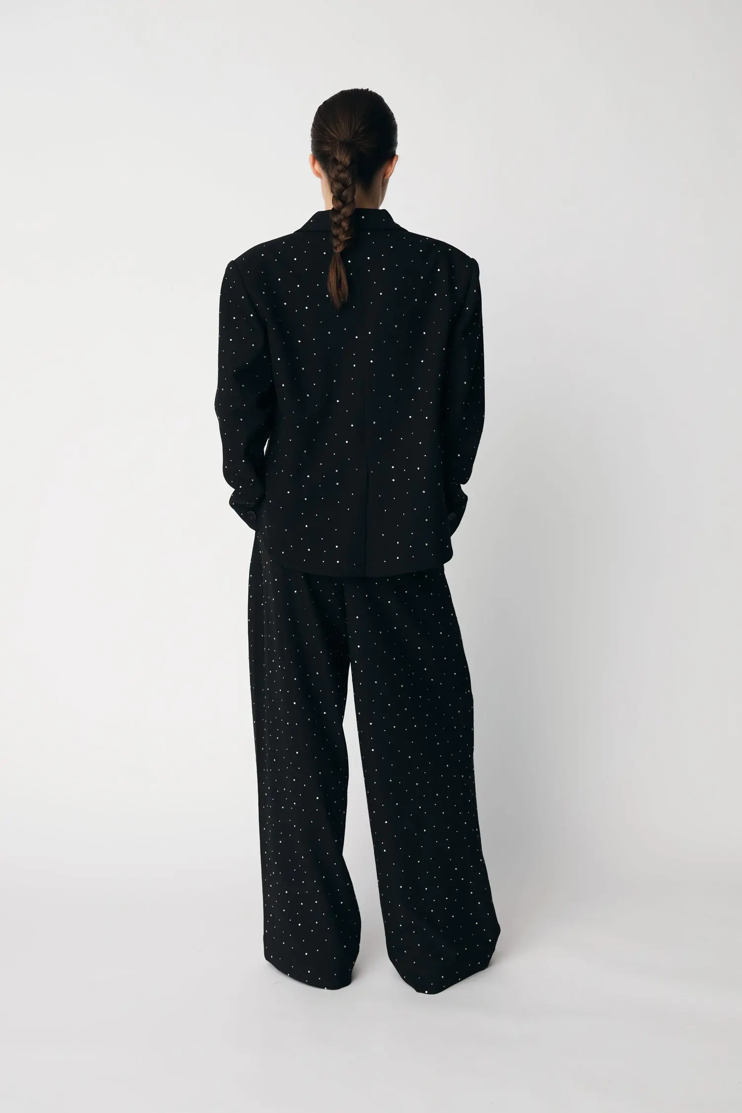 Tuxedo Blazer with Rhinestones - Black - Image 4