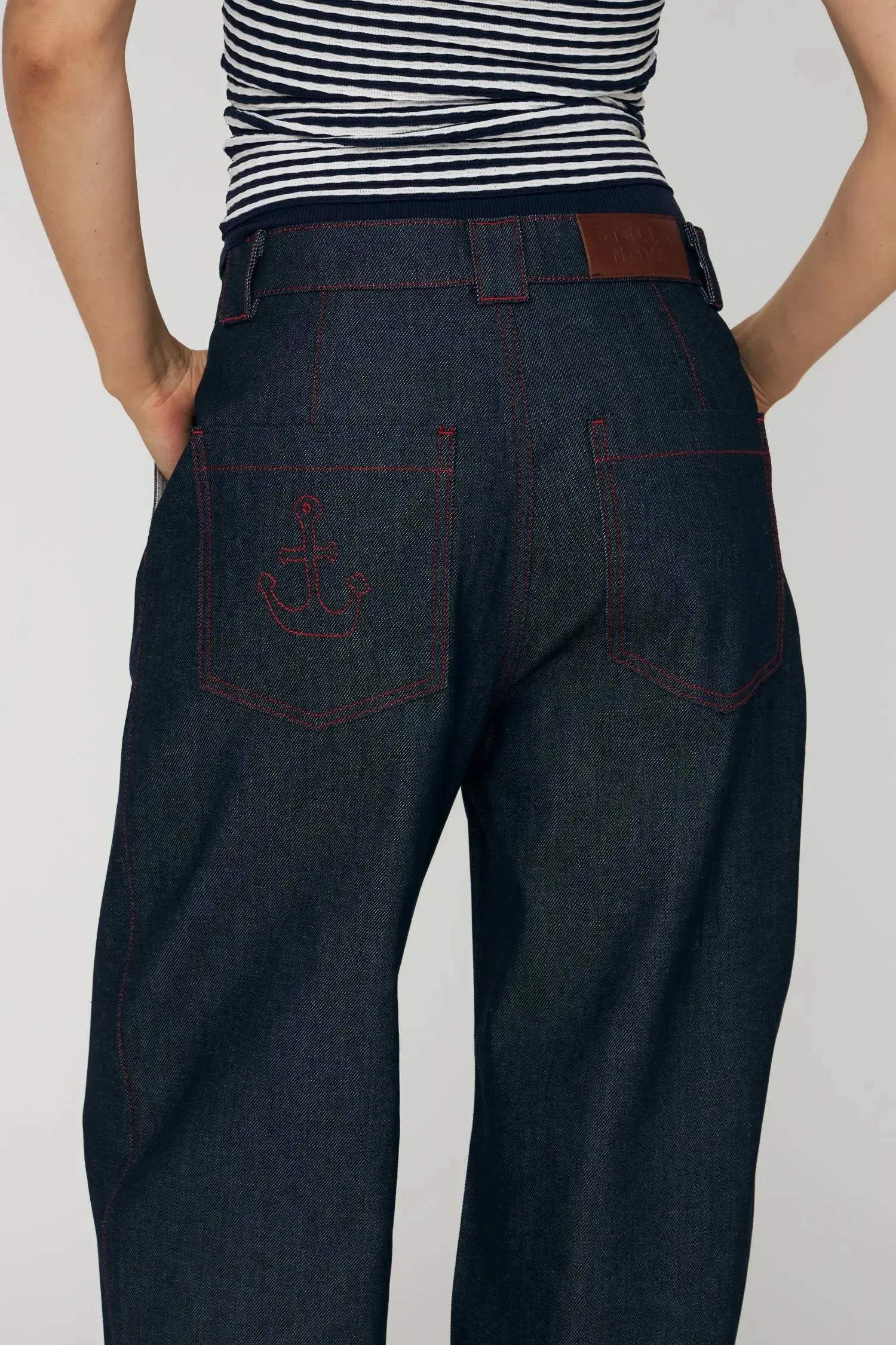 Unwashed Denim Scallop Pants - Raw Denim - Image 4