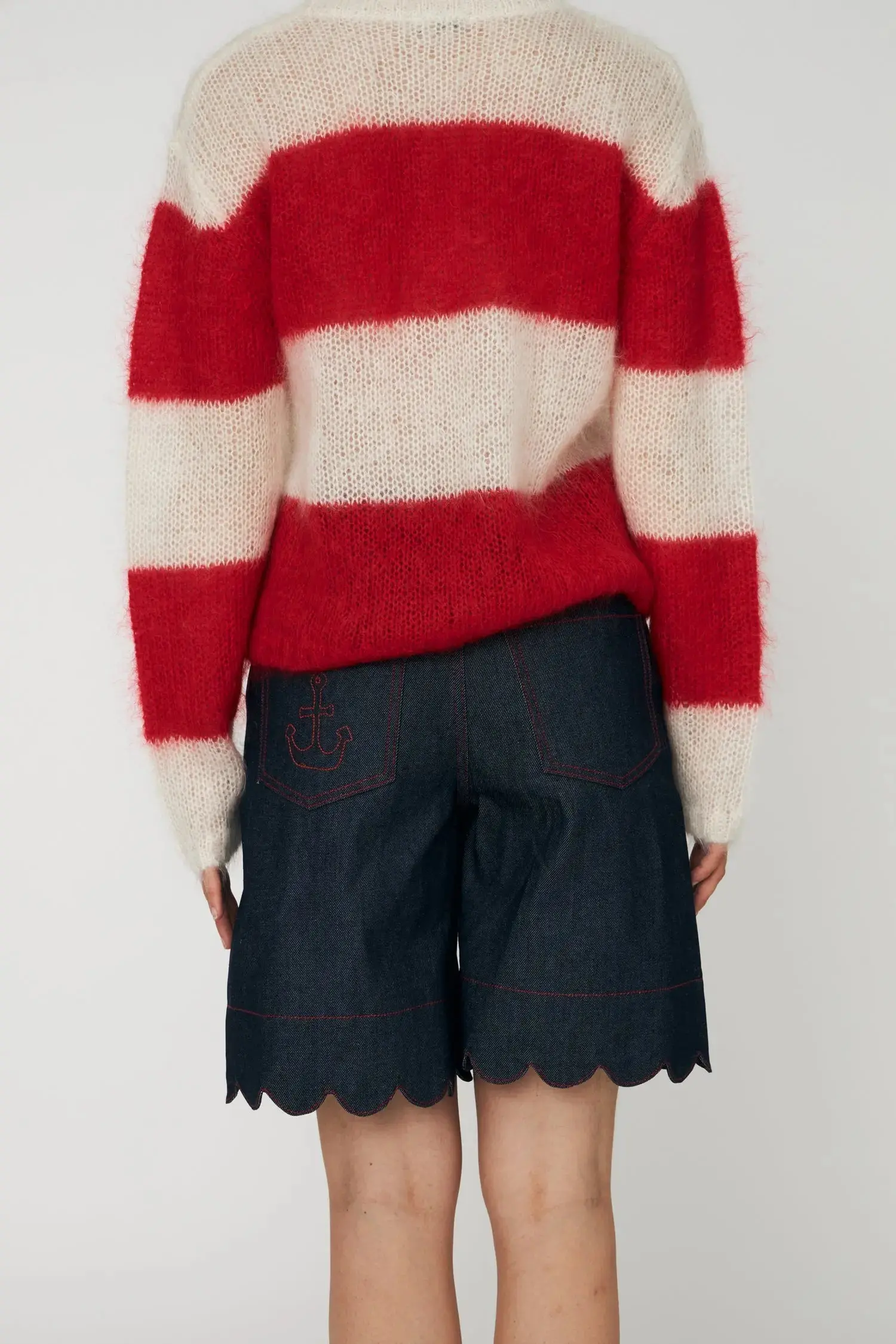 Unwashed Denim Scallop Shorts - Raw Denim - Image 5
